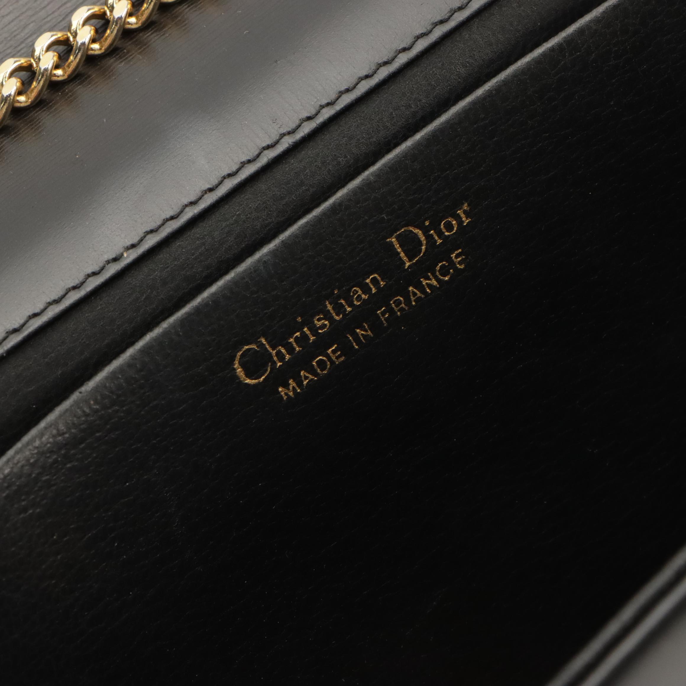 Christian Dior Convertible Clutch Bag in Smooth Black Leather