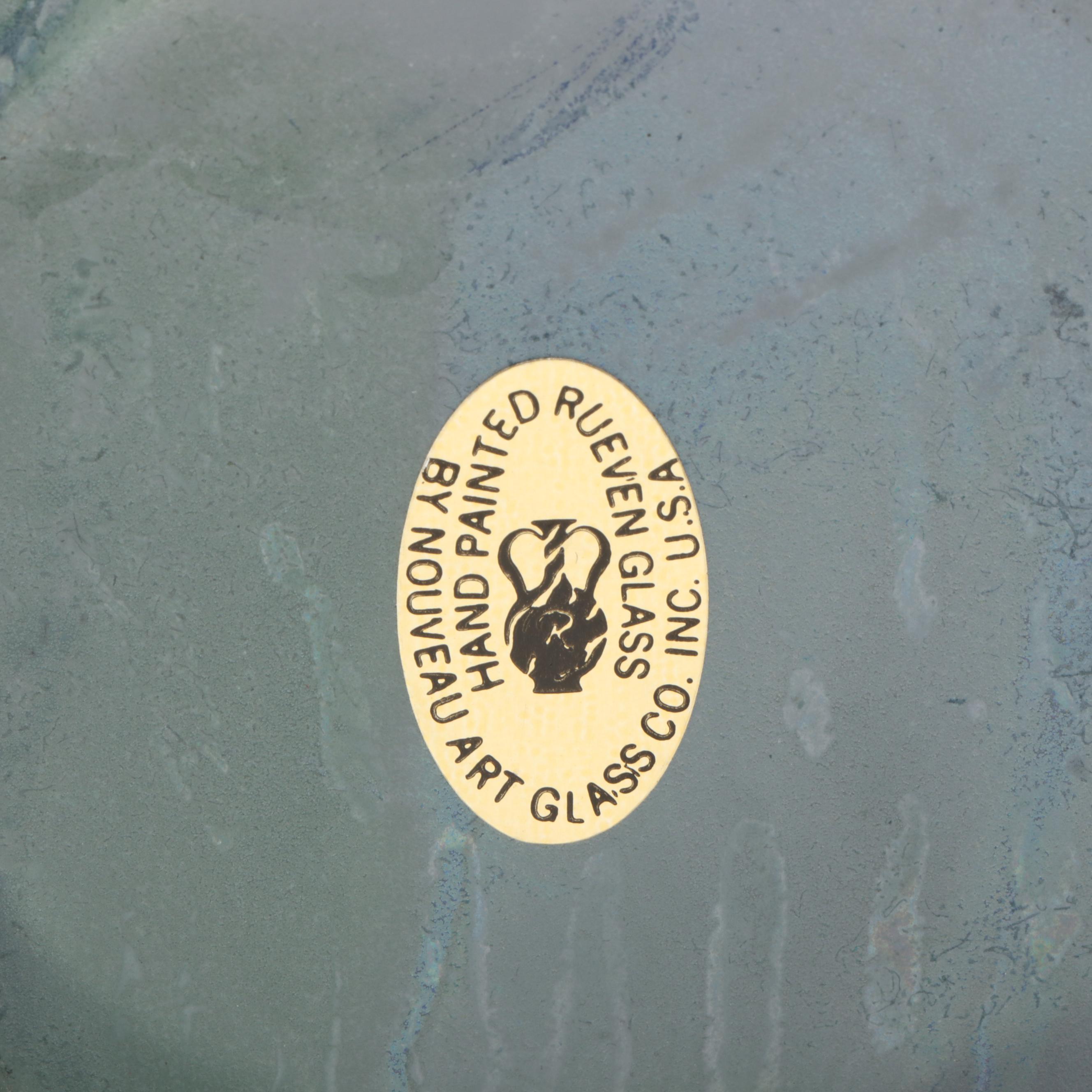 Rueven Glass Hand-Painted Glass Ginger Jar with Finished Wood Stand