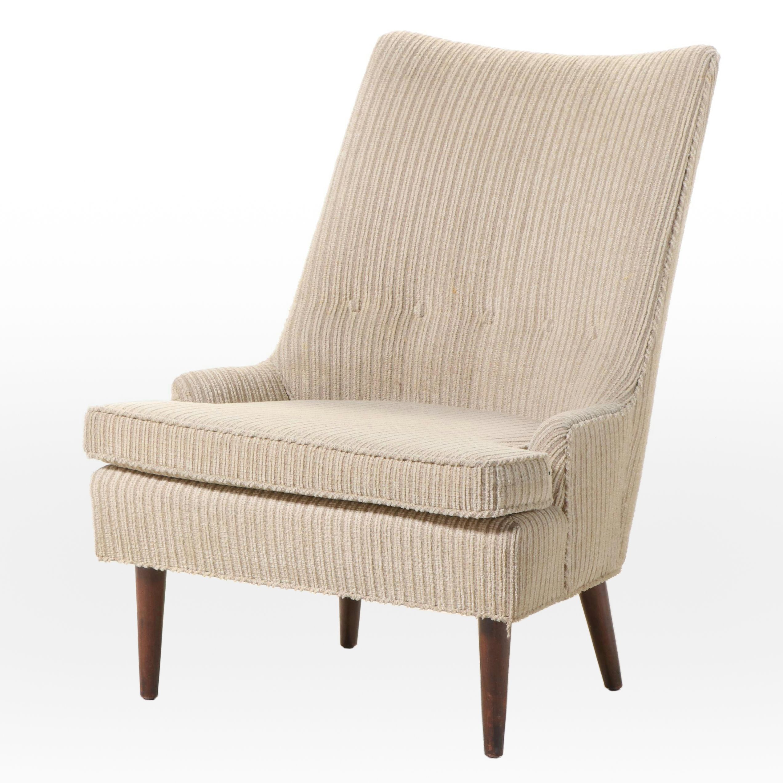 Mid Century Modern Button-Tufted Slipper Chair, Manner of Paul McCobb
