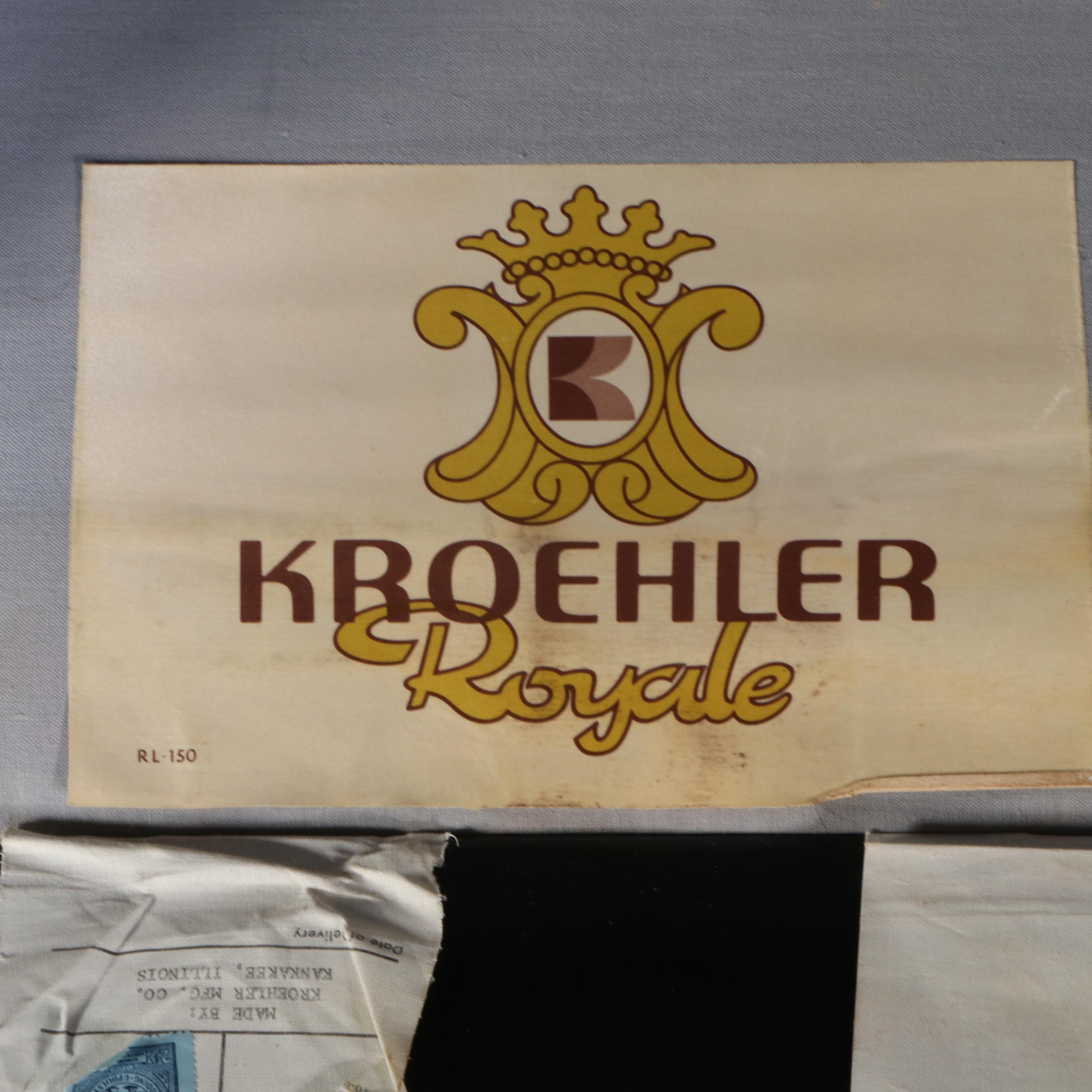 Two Kroehler Royale Chippendale Style Faux Leather Upholstered Wingback Chairs