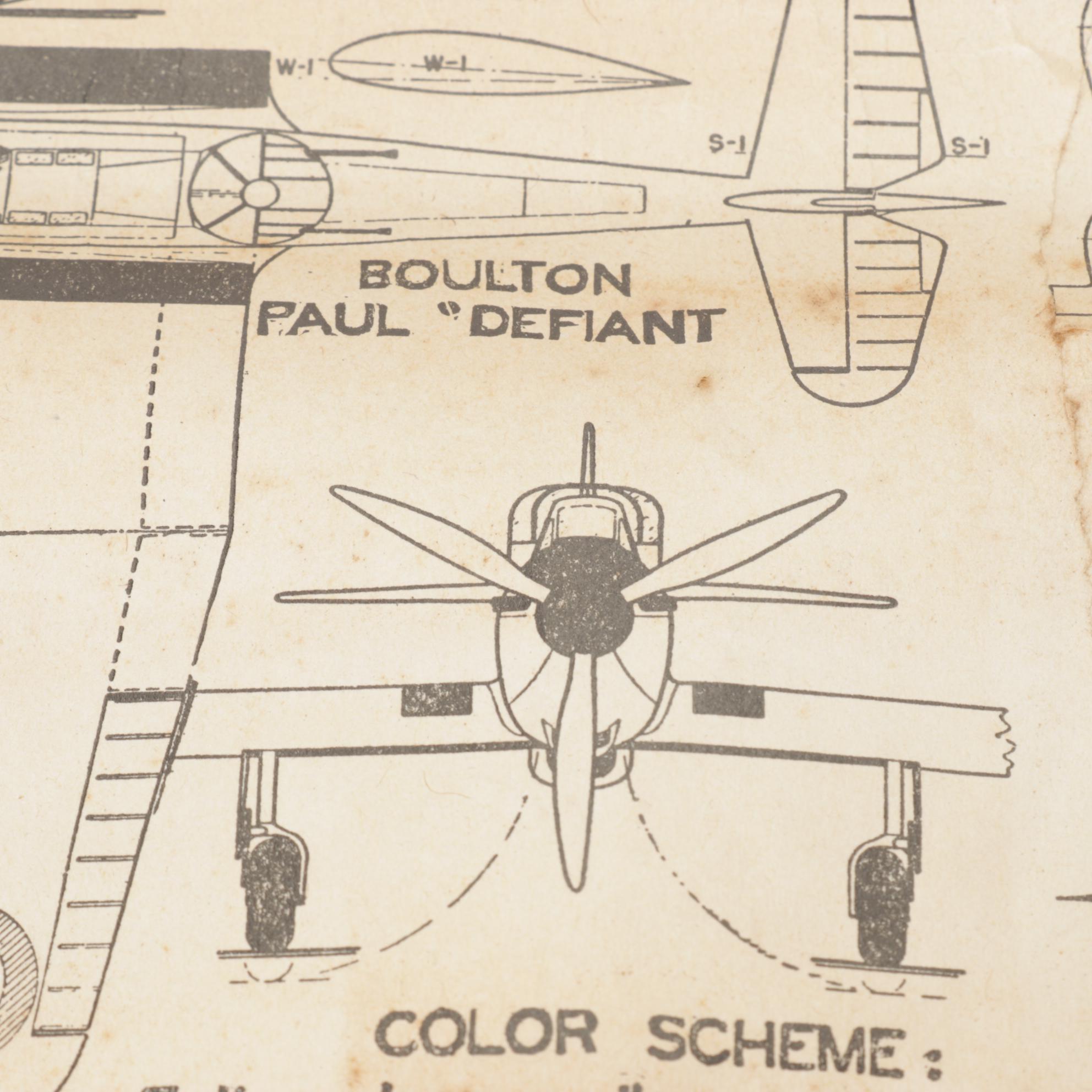 Pioneer Modelcraft "Spitfire" and "Defiant" Balsa and Cardboard Model Kit