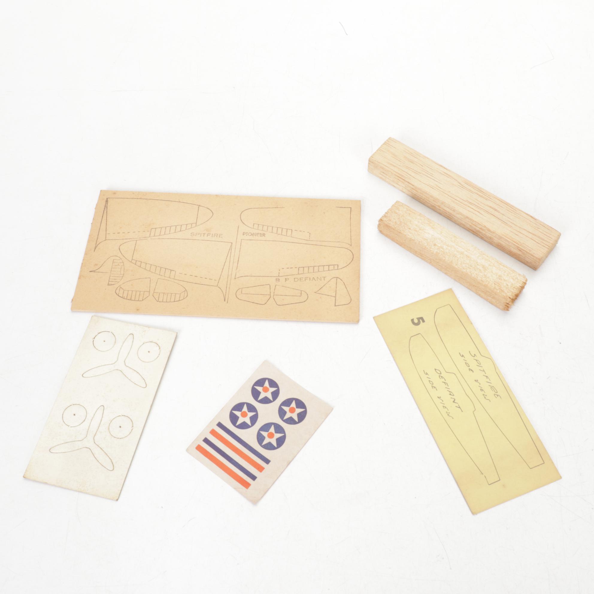 Pioneer Modelcraft "Spitfire" and "Defiant" Balsa and Cardboard Model Kit