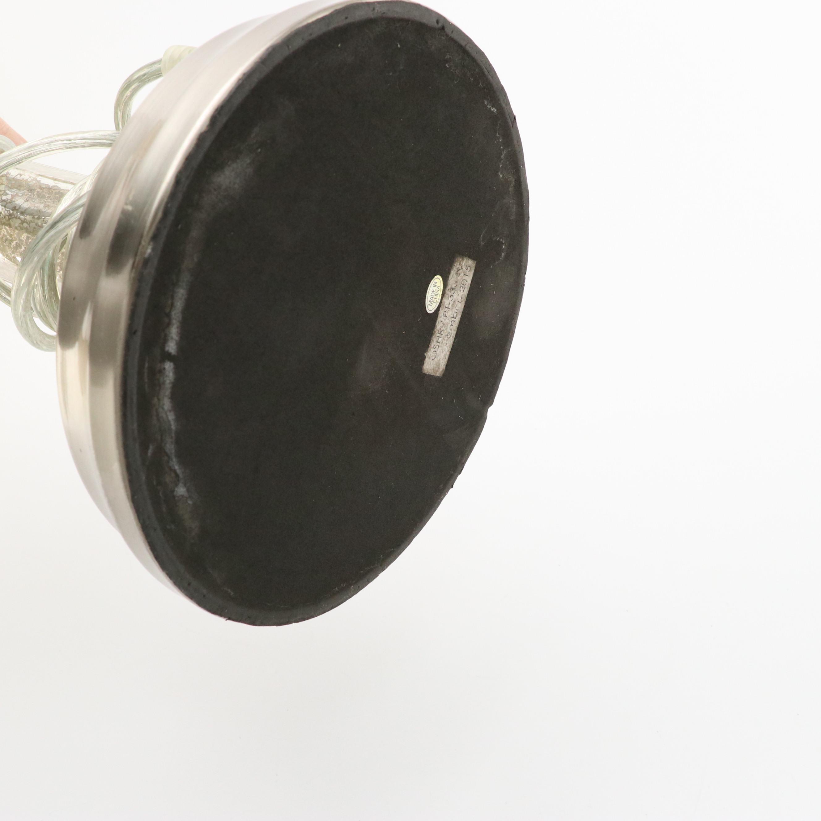 Peter Keil Painted Shade with Mercury Glass Column Table Lamp, 21st Century