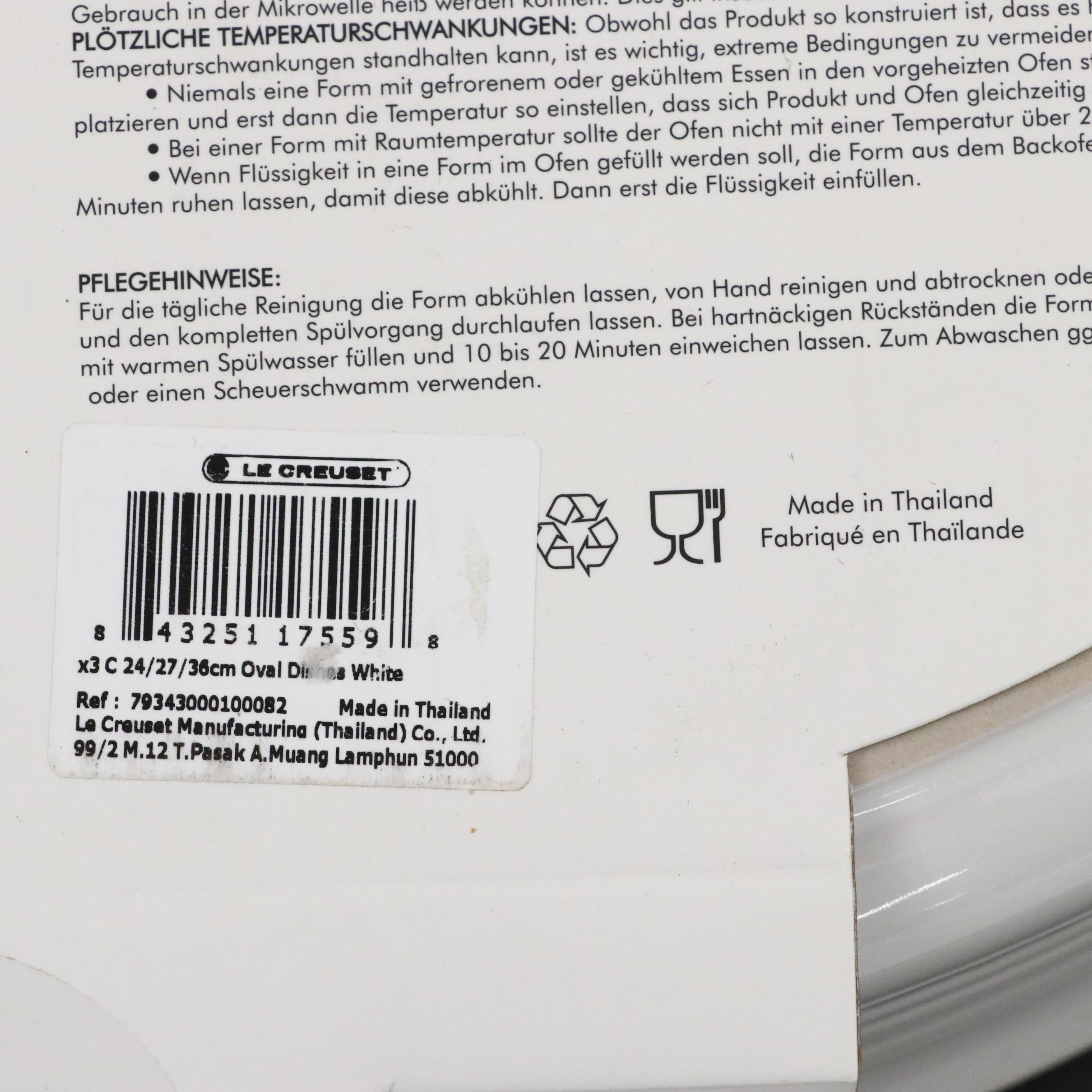 Le Creuset White Stoneware Oval Baking Dishes