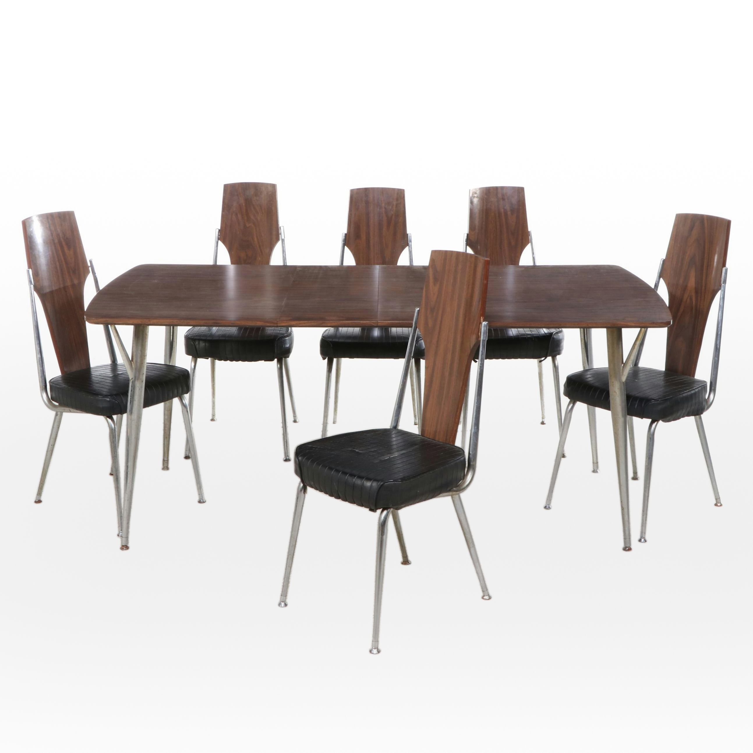 Chromcraft Mid Century Modern Dining Table and Six Chairs
