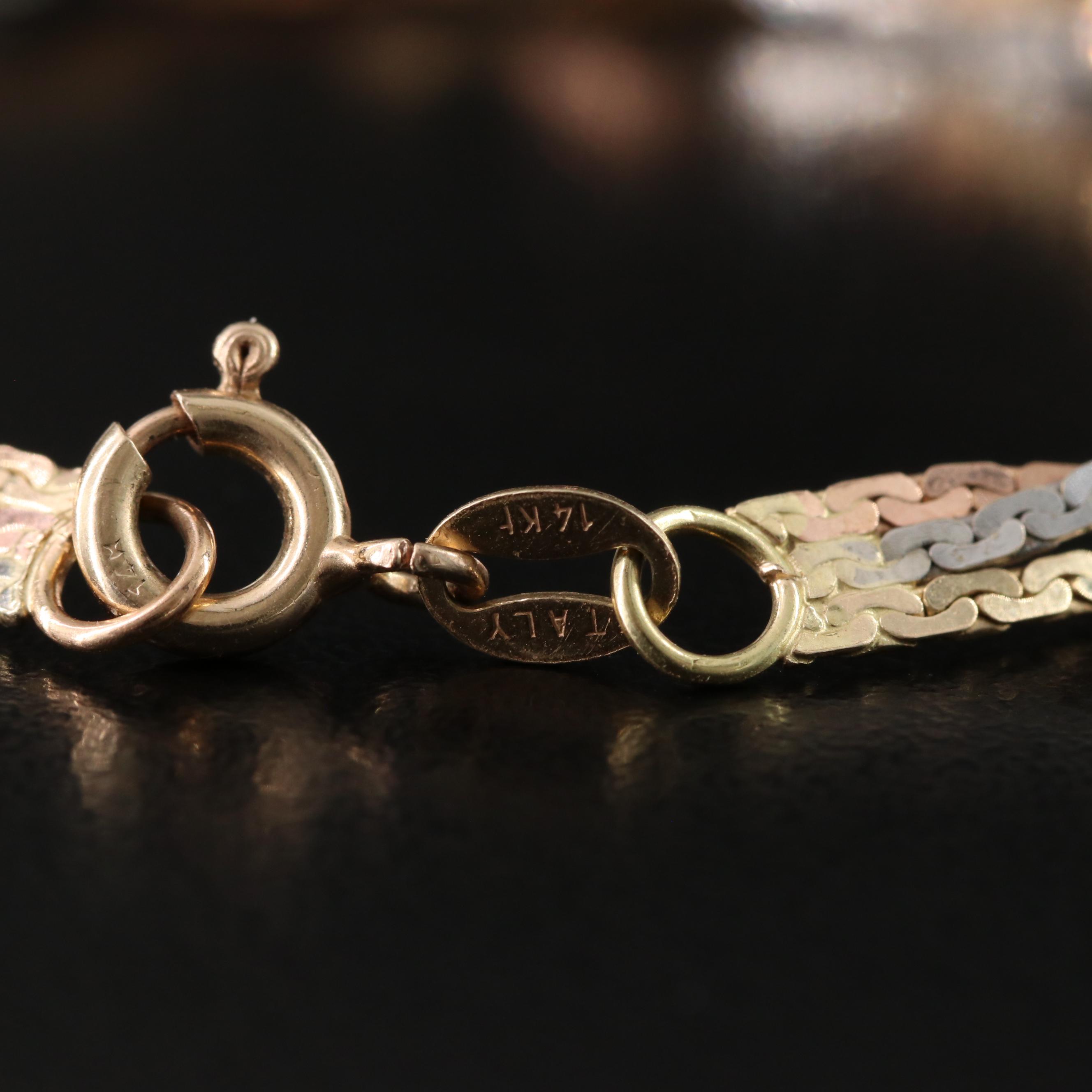 14K Tri-Color Braided Boston Link Bracelet