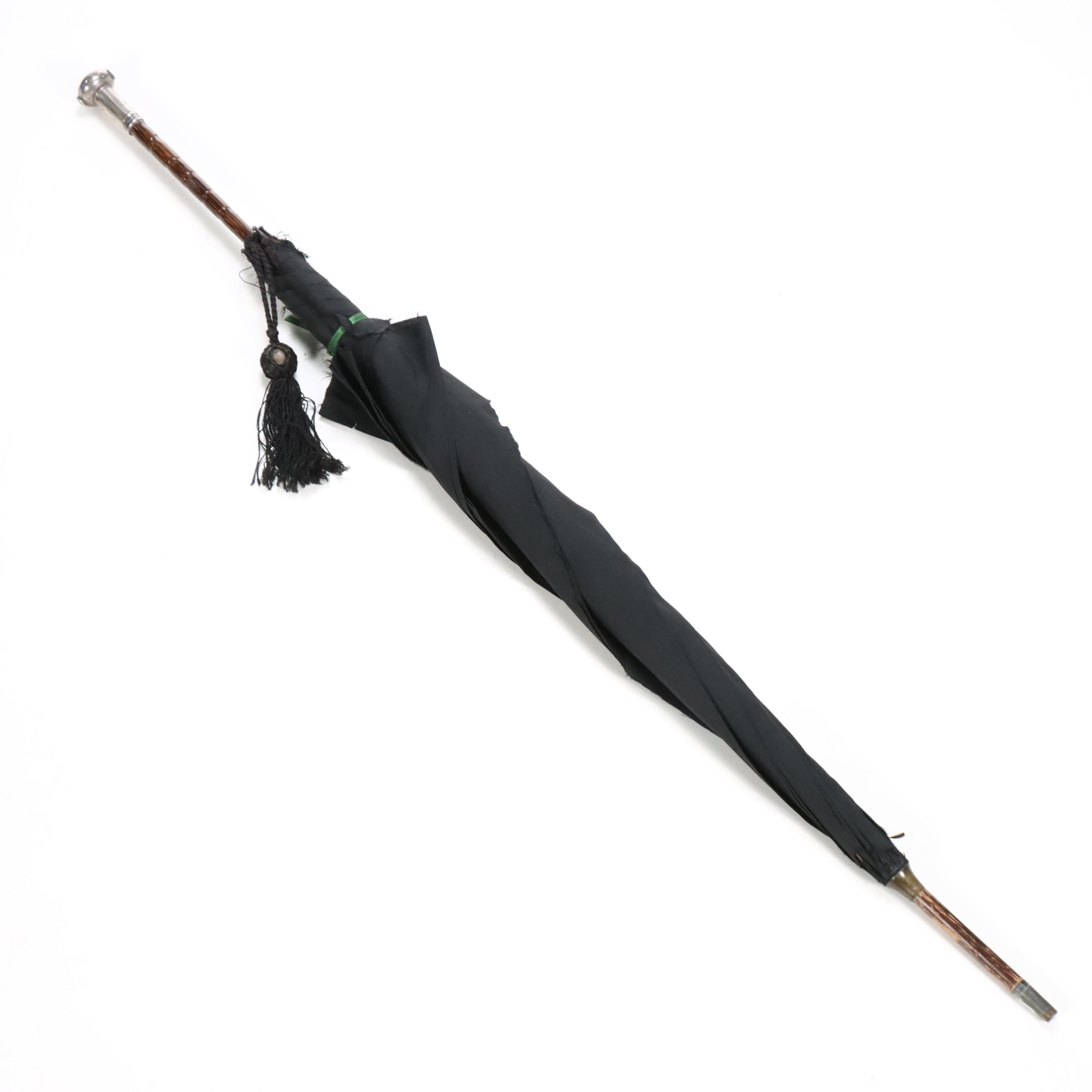 William Suckling Sterling Silver Handled Cane with Umbrella and Cane Collection