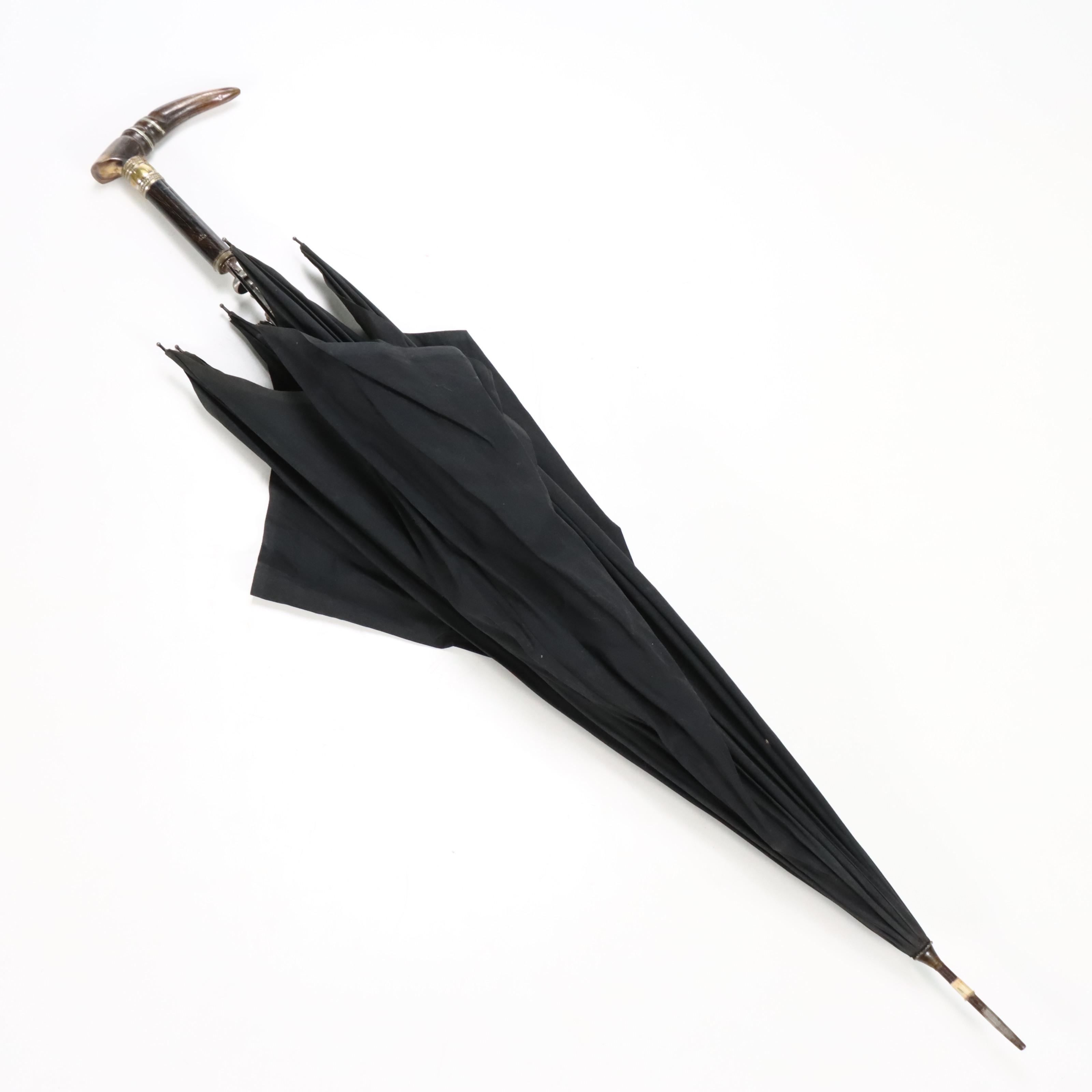 William Suckling Sterling Silver Handled Cane with Umbrella and Cane Collection