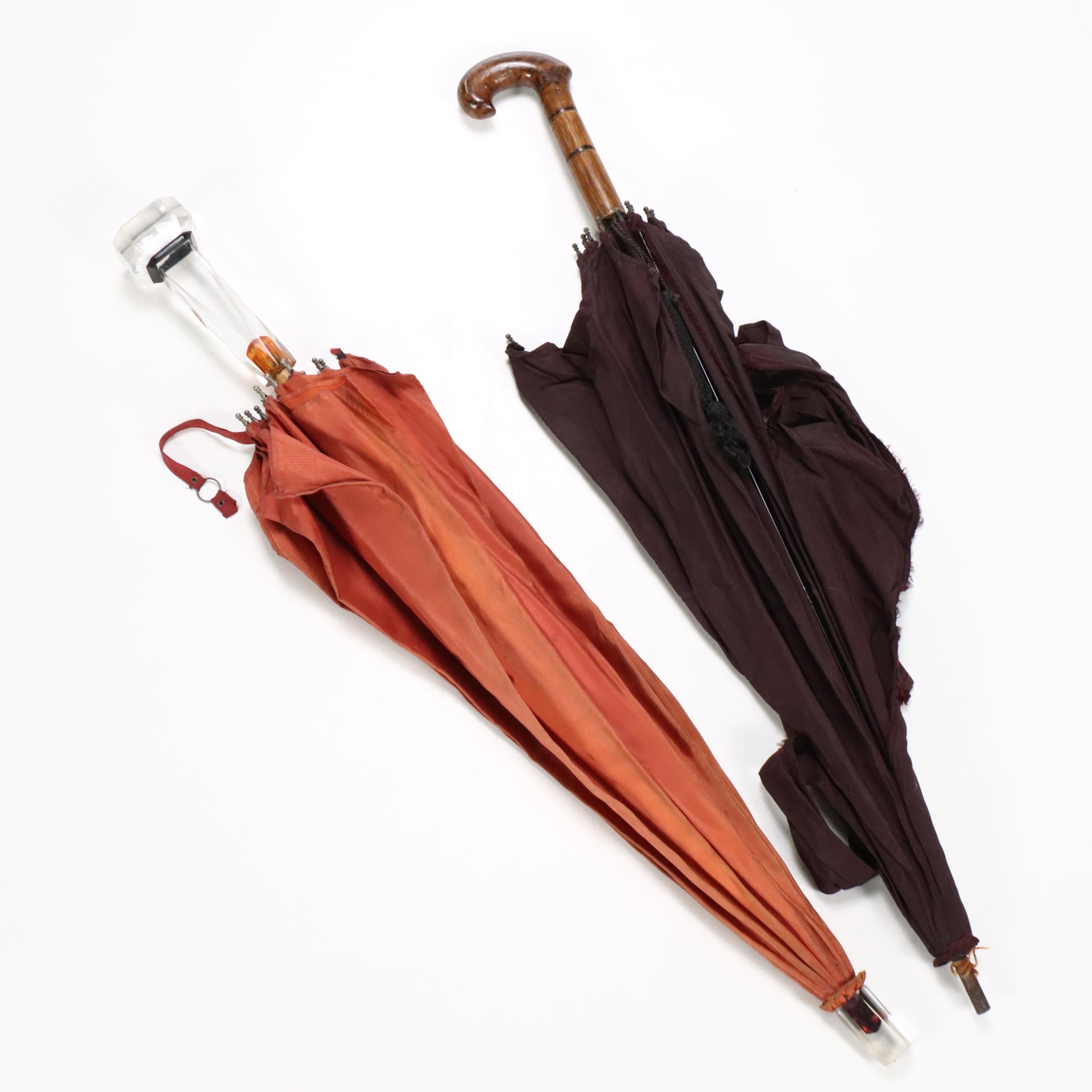 William Suckling Sterling Silver Handled Cane with Umbrella and Cane Collection