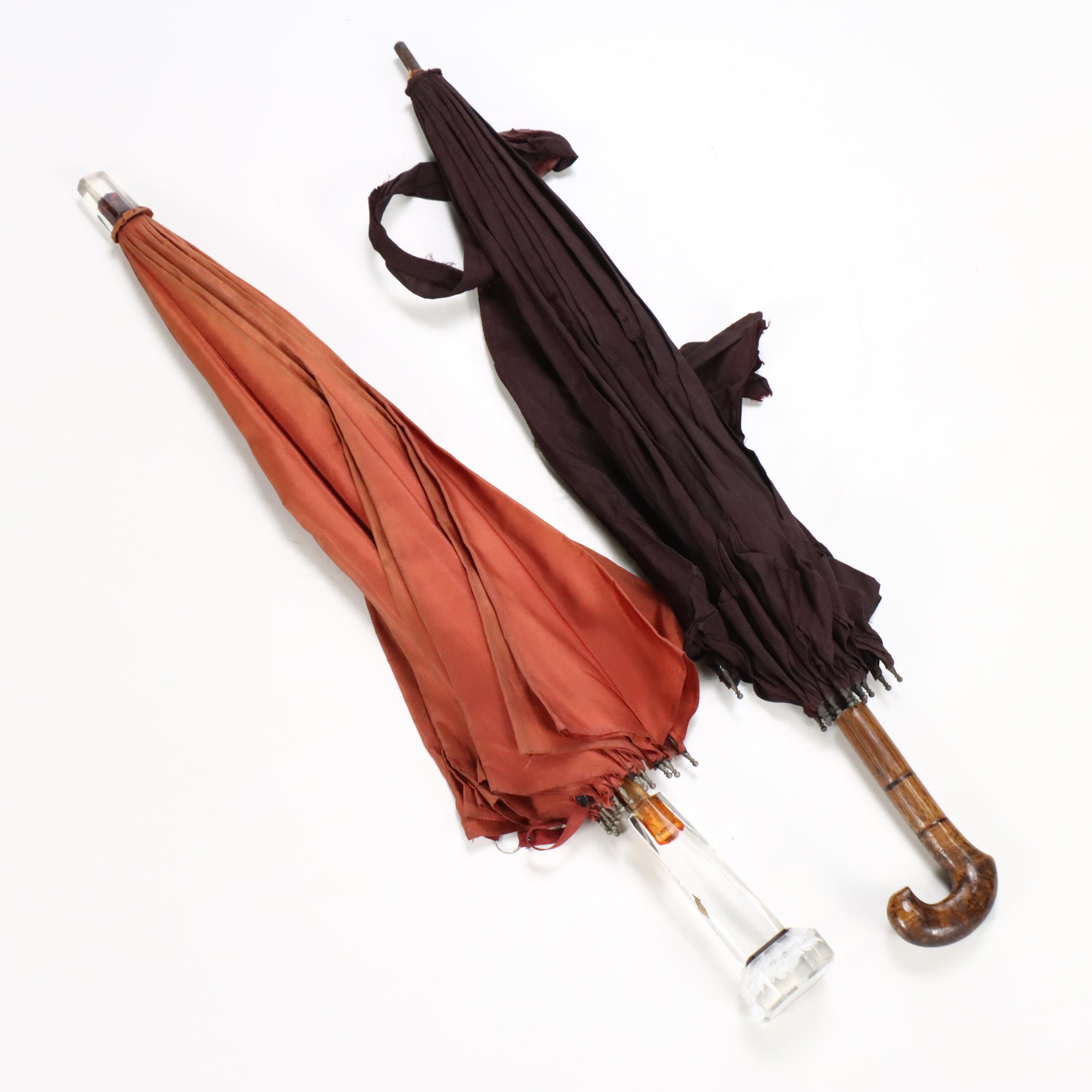 William Suckling Sterling Silver Handled Cane with Umbrella and Cane Collection