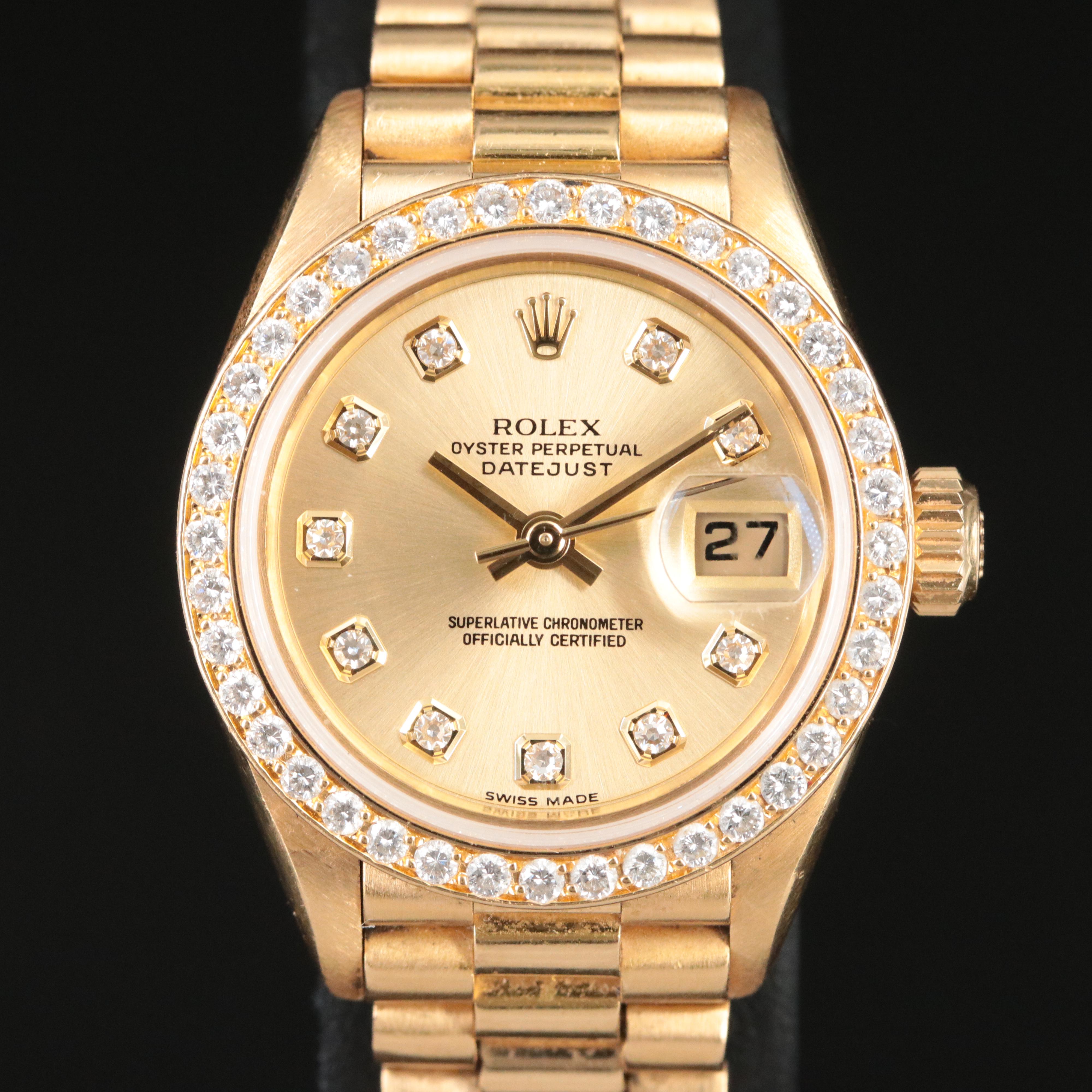 1987 - 1988 Rolex Custom Diamond Dial and Bezel Datejust Watch
