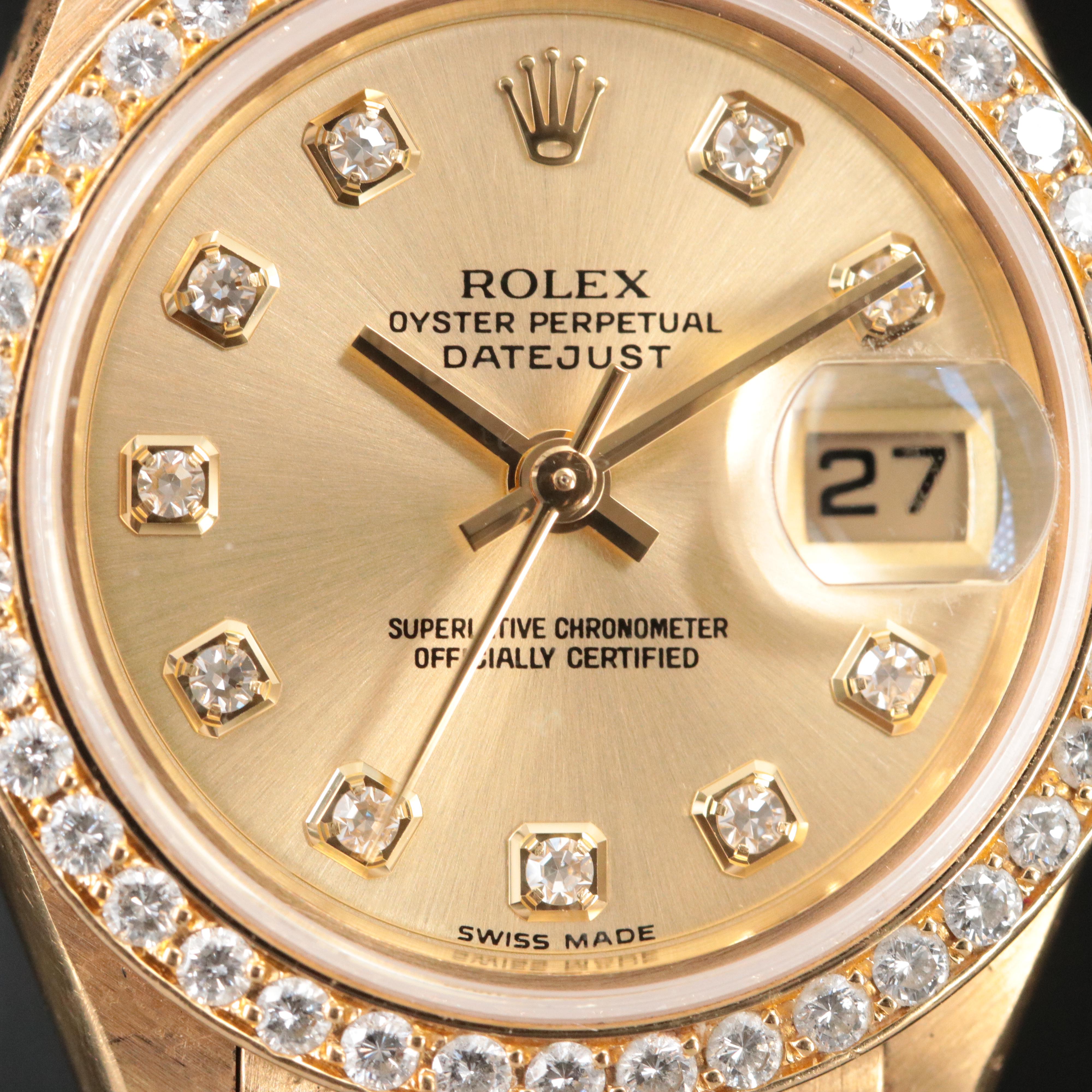 1987 - 1988 Rolex Custom Diamond Dial and Bezel Datejust Watch
