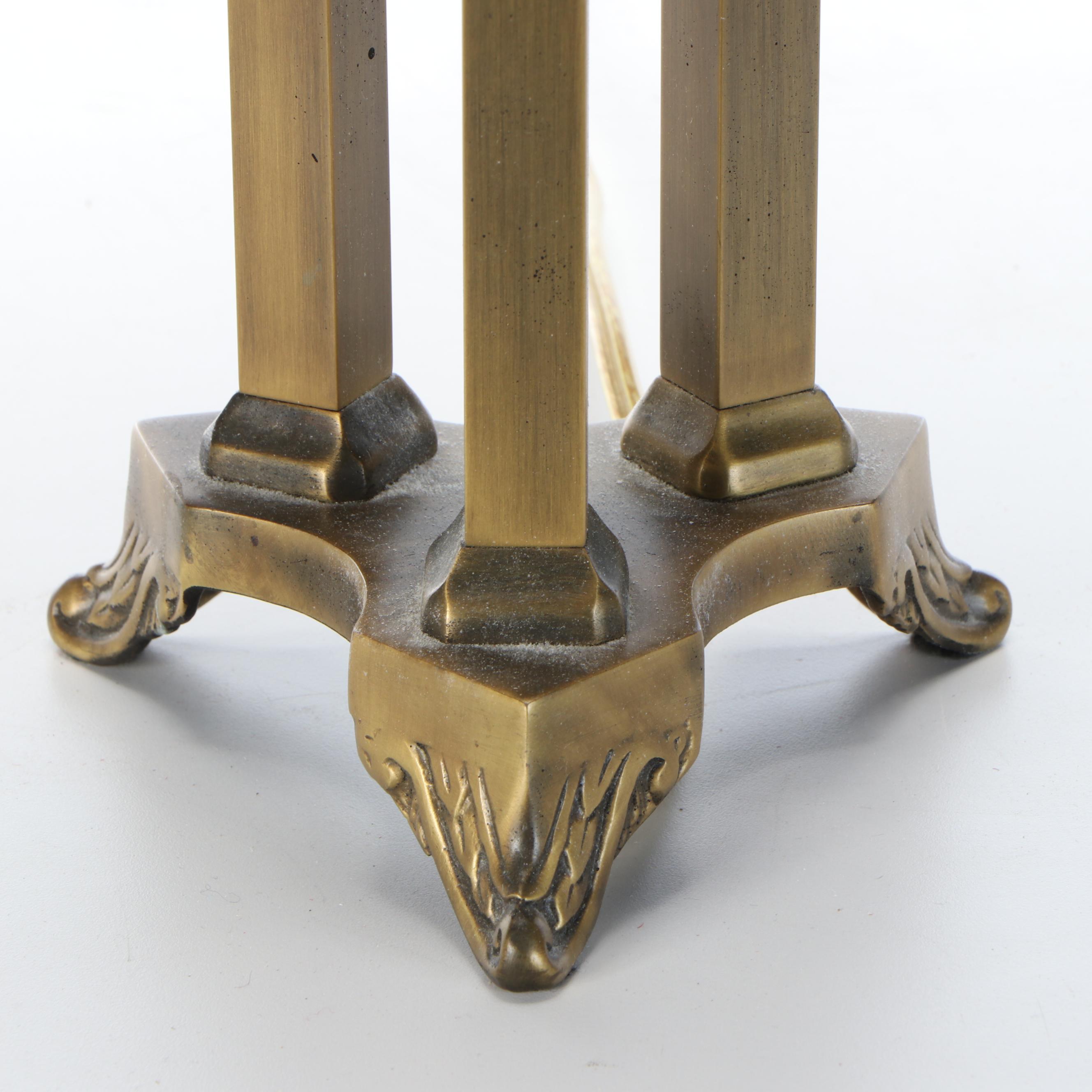 The Bombay Company Neoclassical Brushed Brass Tripod Table Lamp & Pleated Shade