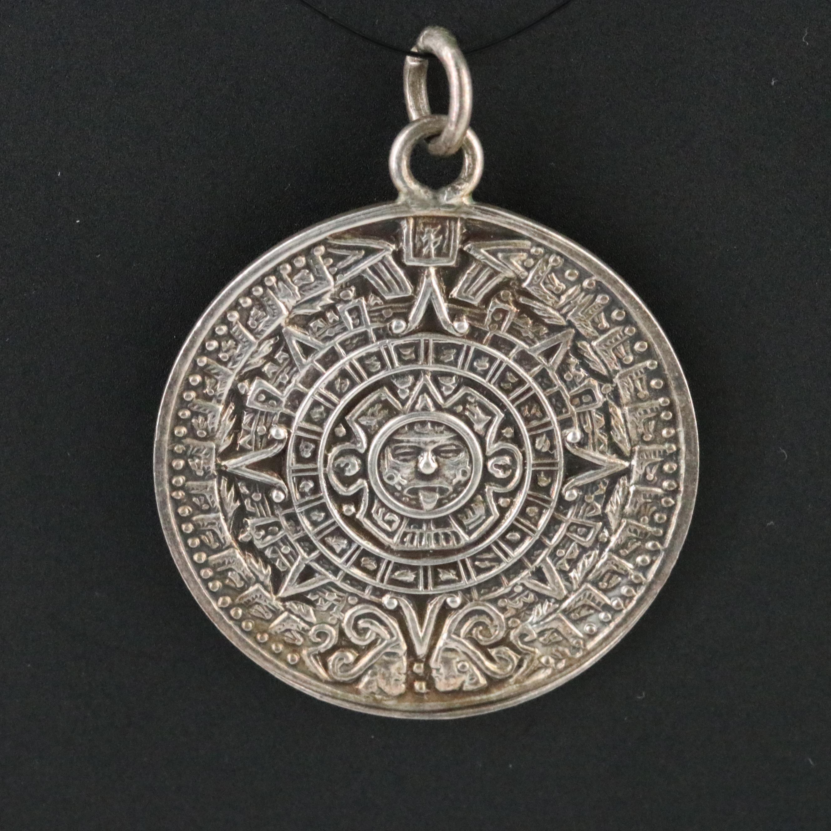 Mexican Sterling Mayan Calendar Pendant