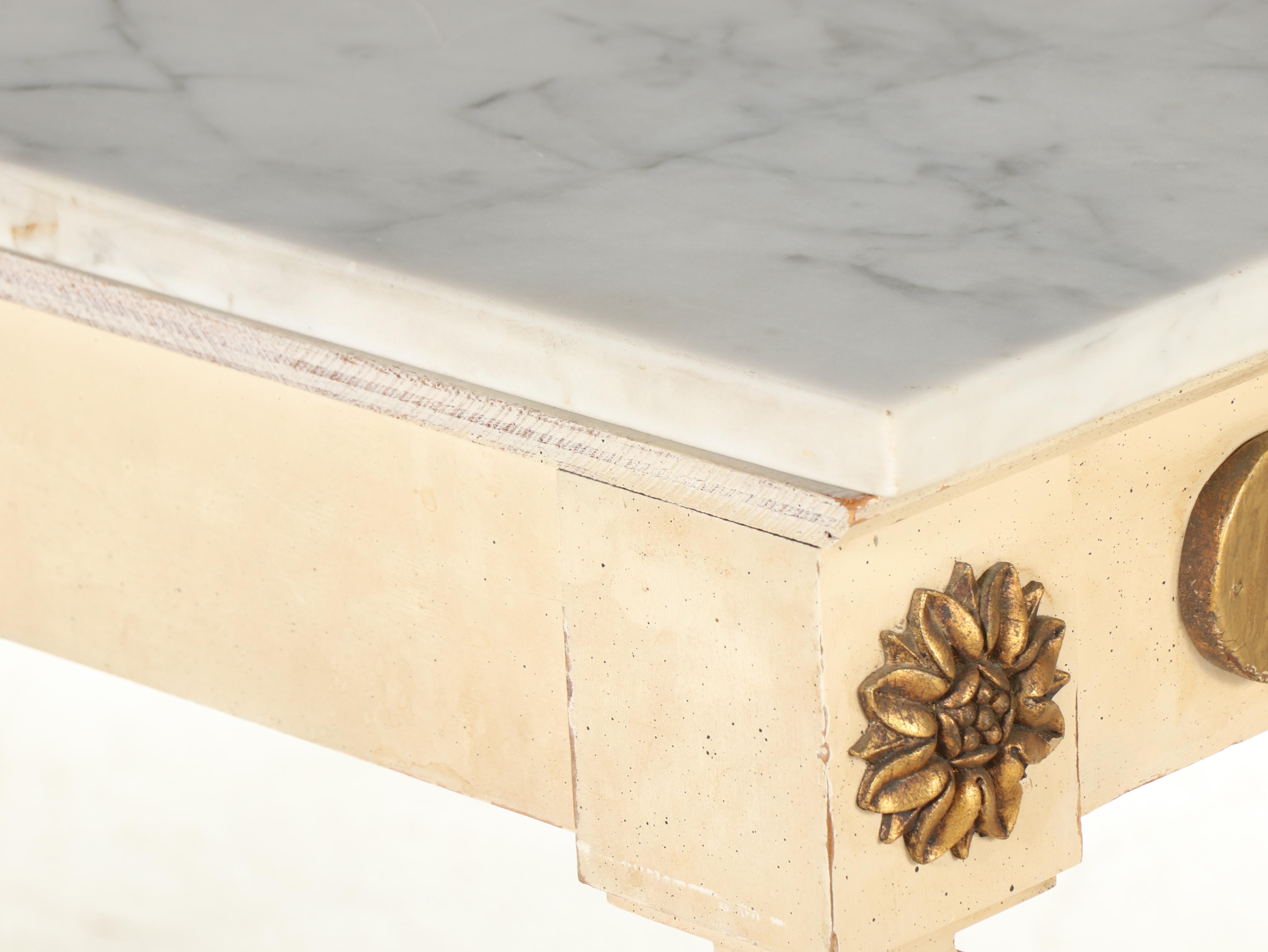 Italian Neoclassical Style Painted, Parcel Gilt, and Marble Top Console Table