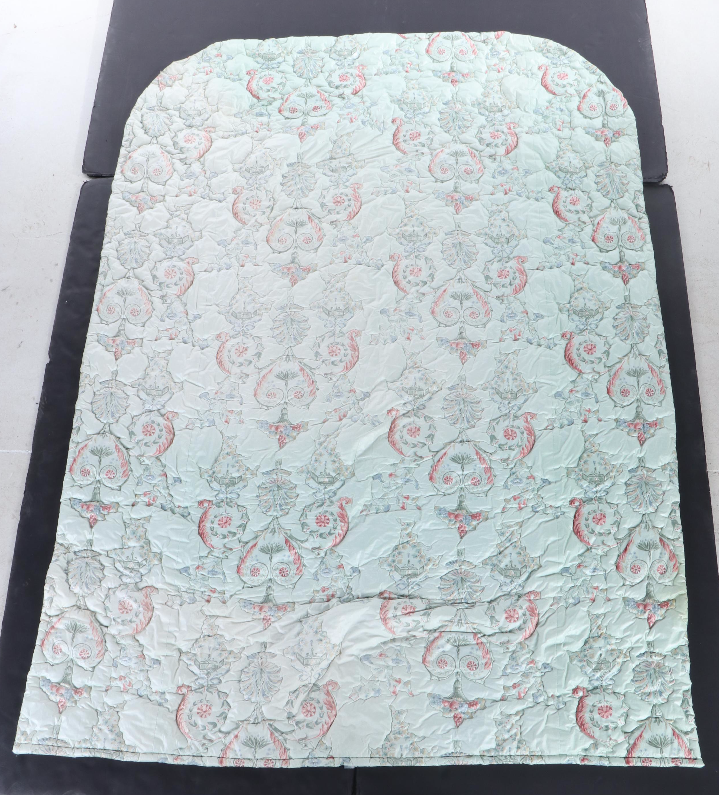 Pair of Twin DecoQuilt Padded Chintz Coverlets with Box Pleated Bed Skirts