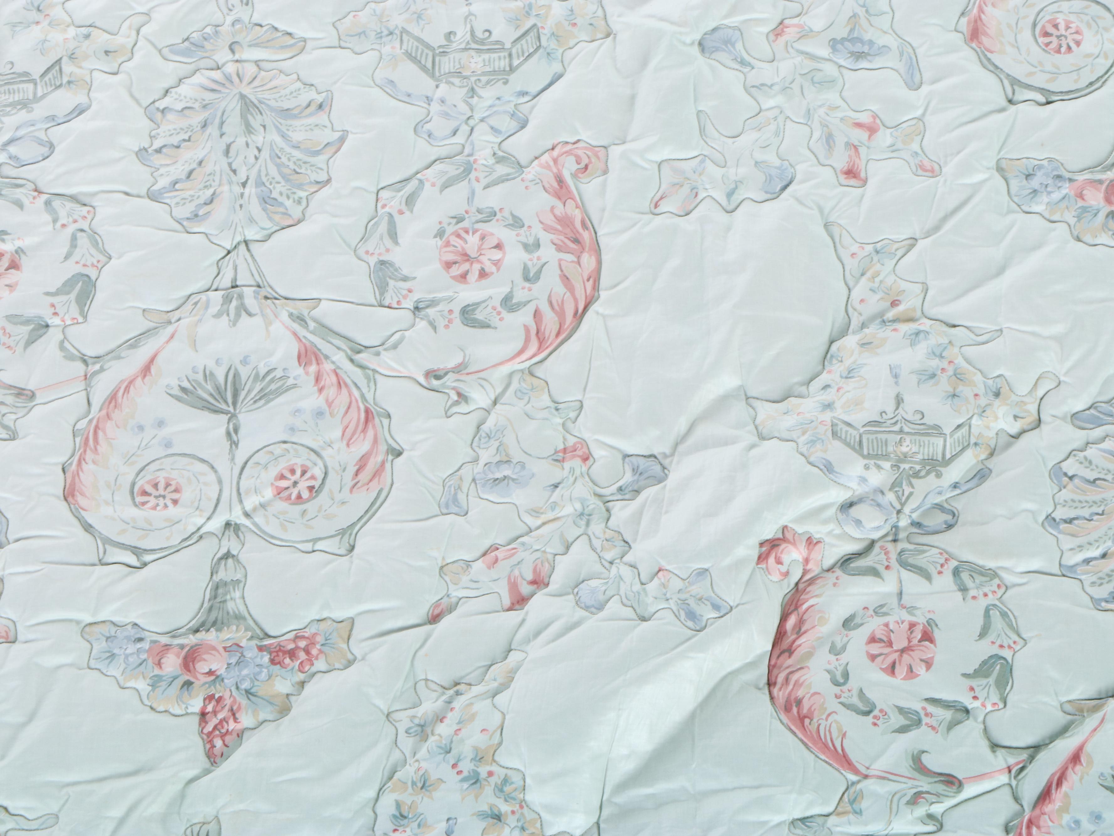 Pair of Twin DecoQuilt Padded Chintz Coverlets with Box Pleated Bed Skirts