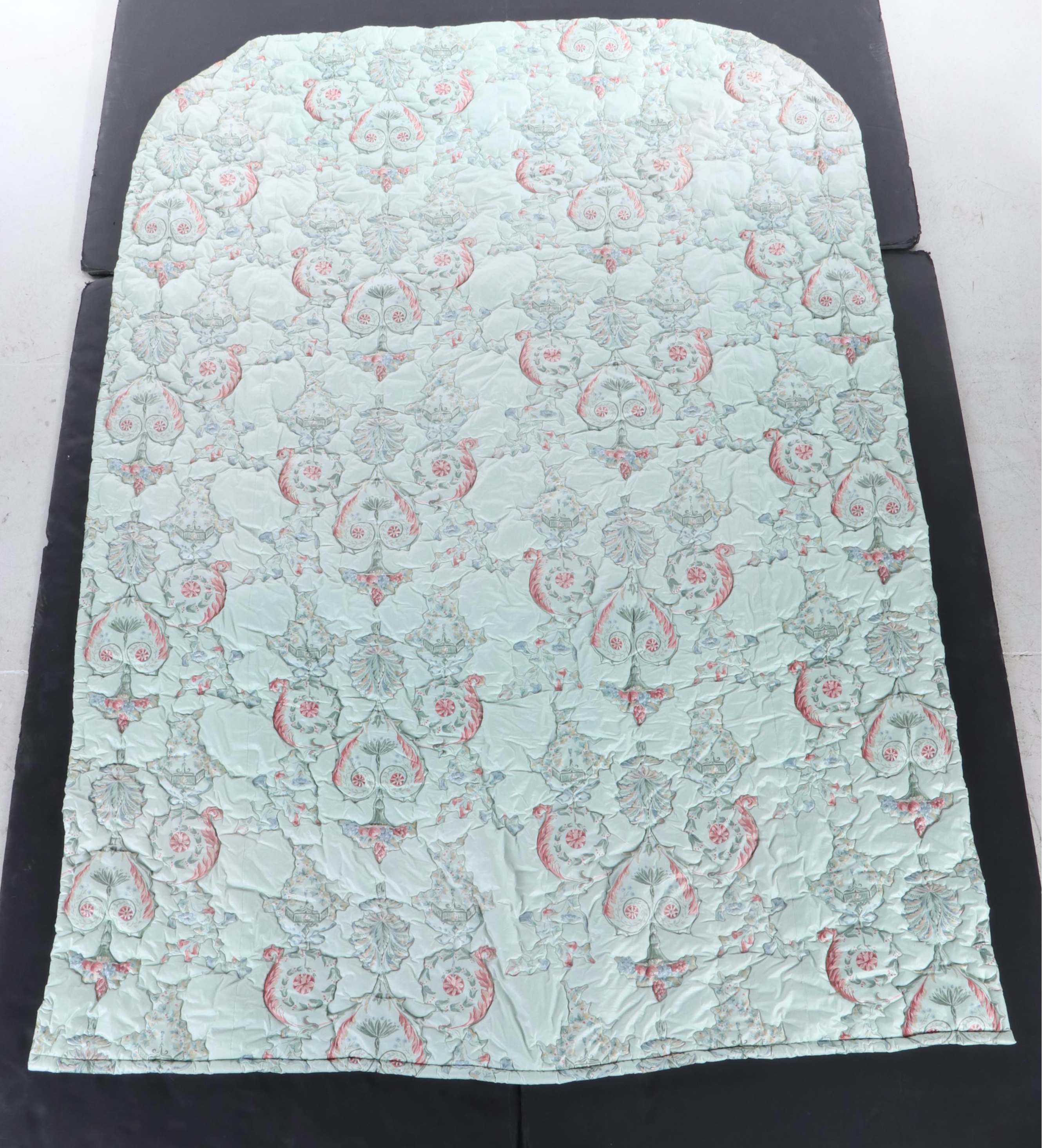 Pair of Twin DecoQuilt Padded Chintz Coverlets with Box Pleated Bed Skirts