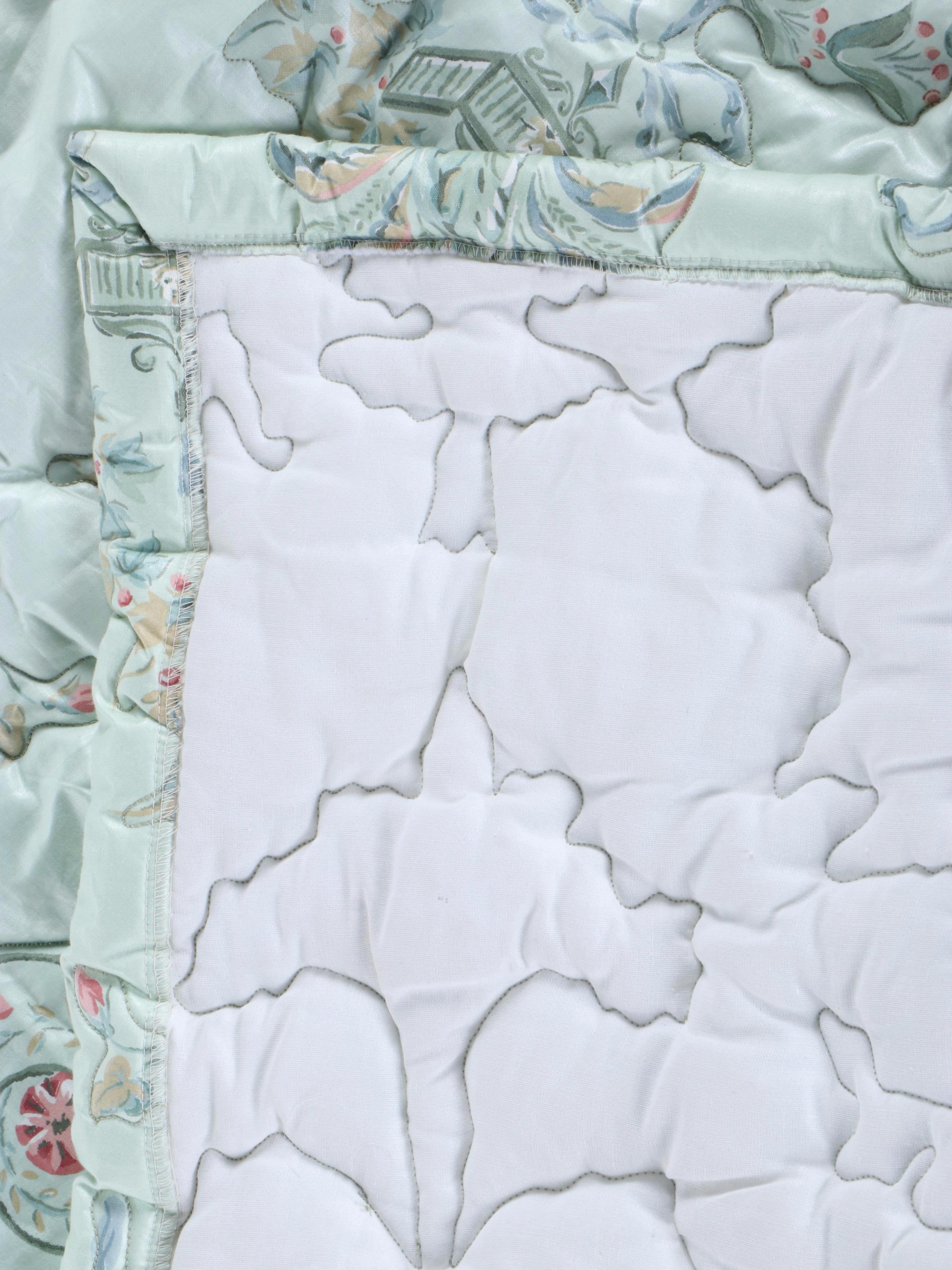 Pair of Twin DecoQuilt Padded Chintz Coverlets with Box Pleated Bed Skirts