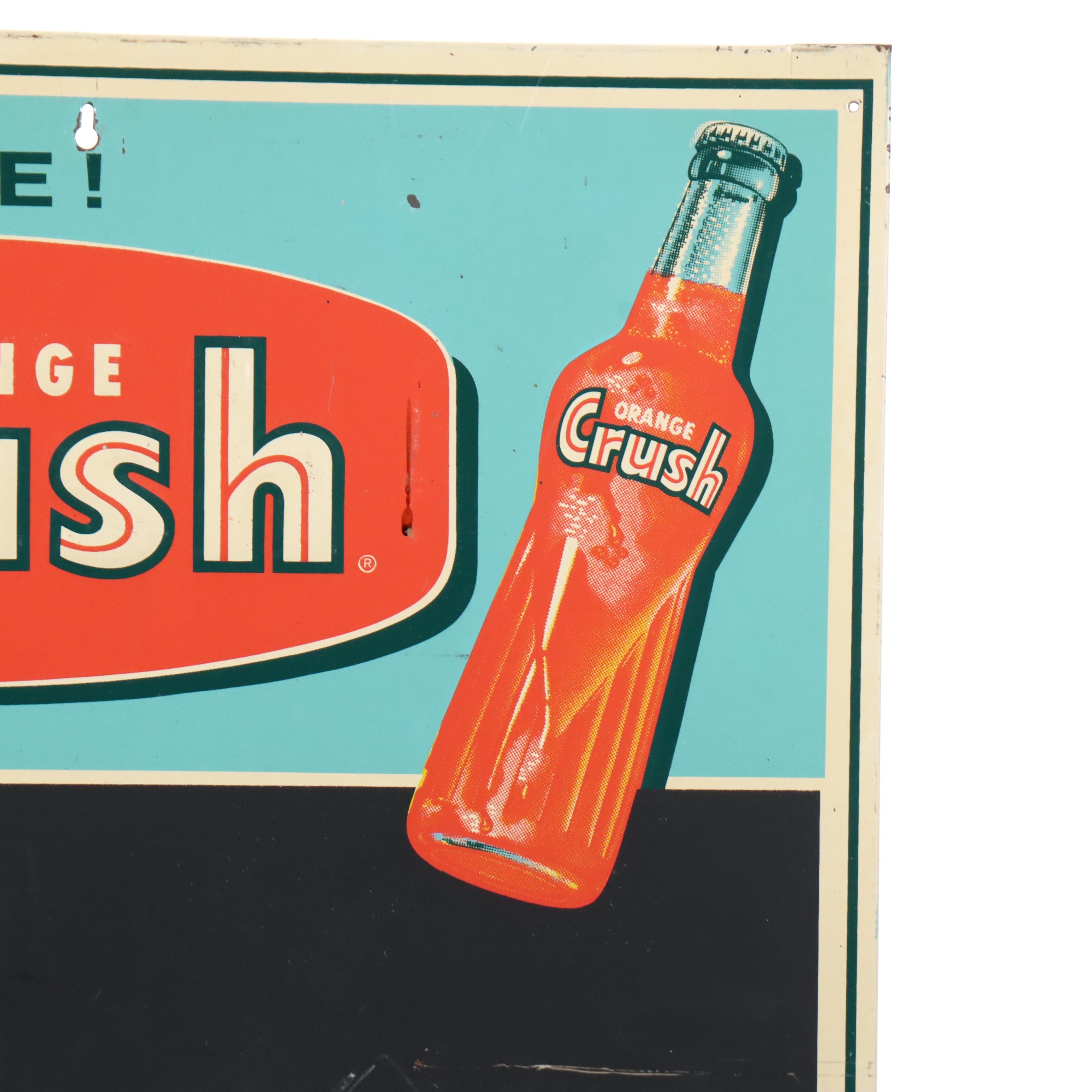 Orange Crush "Sip a Smile!" Advertising Chalkboard Sign, 1950s