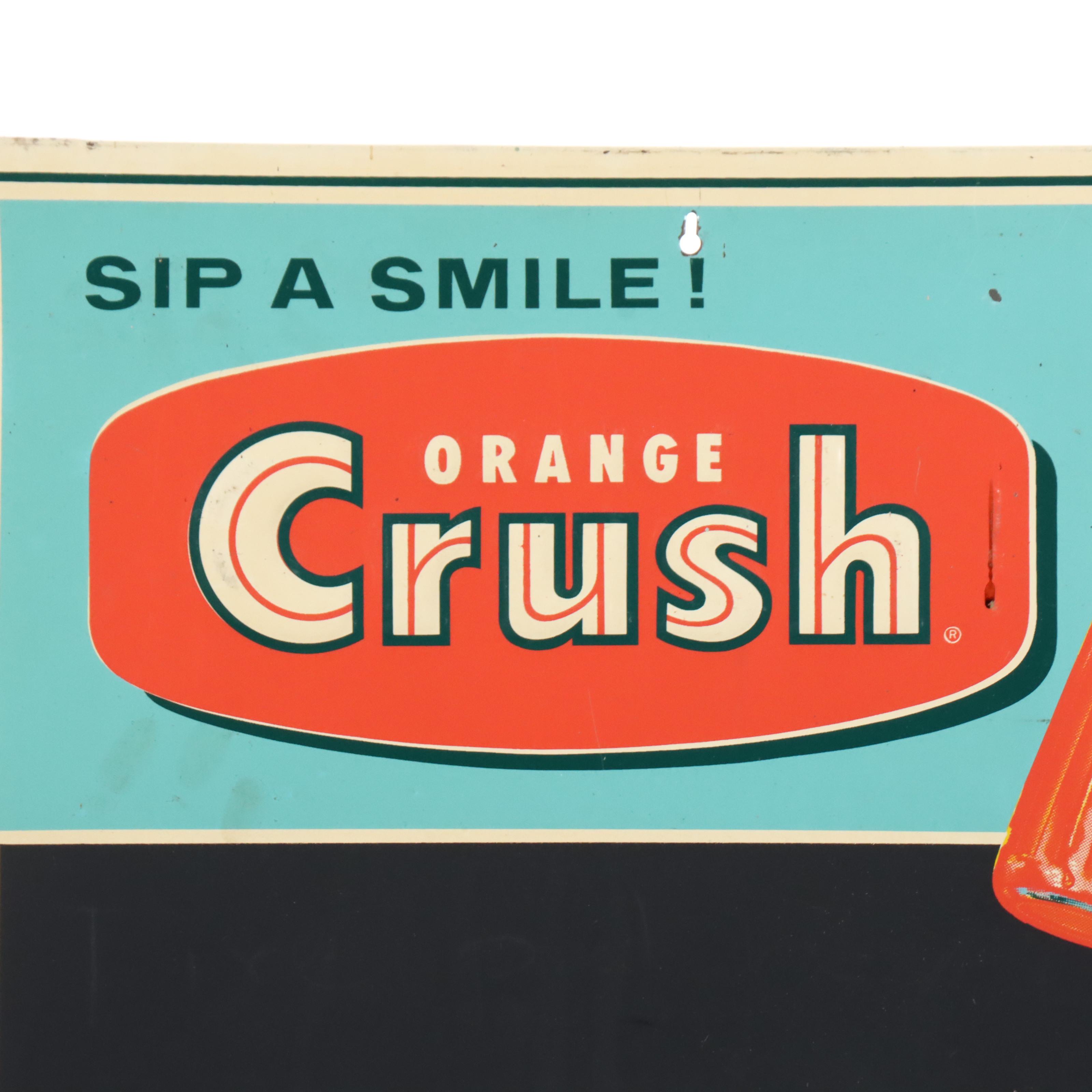 Orange Crush "Sip a Smile!" Advertising Chalkboard Sign, 1950s