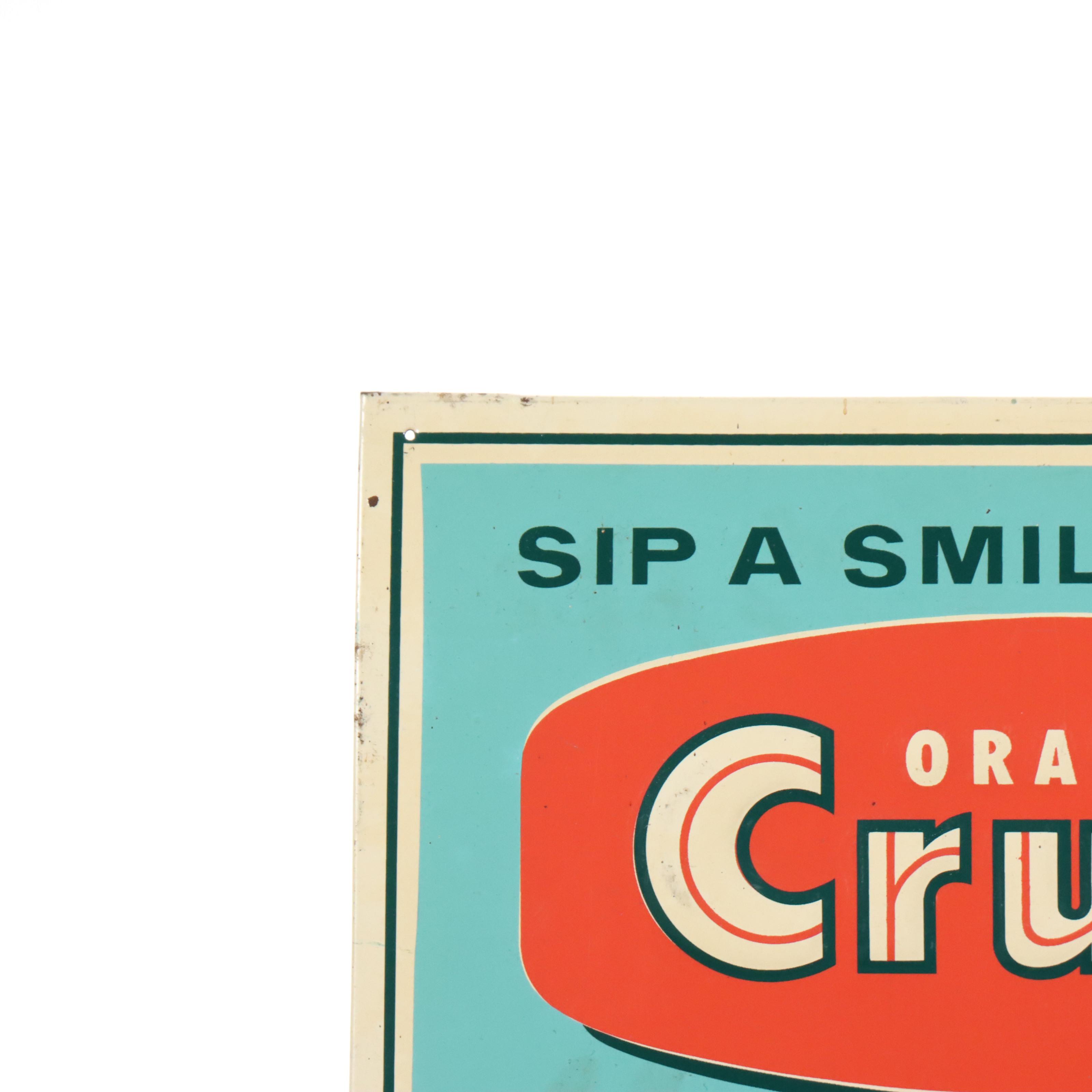 Orange Crush "Sip a Smile!" Advertising Chalkboard Sign, 1950s