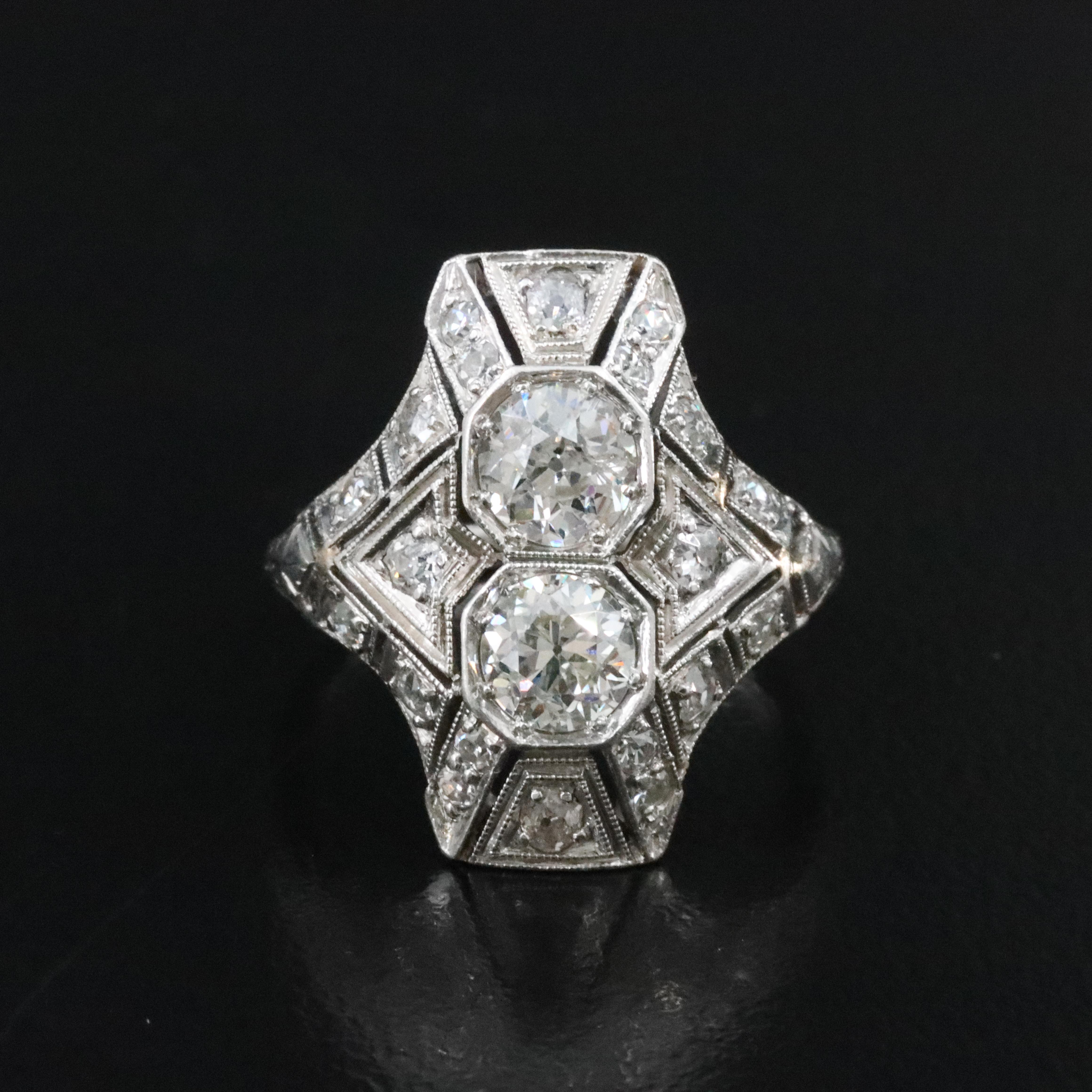 Art Deco Platinum 1.51 CTW Diamond Ring