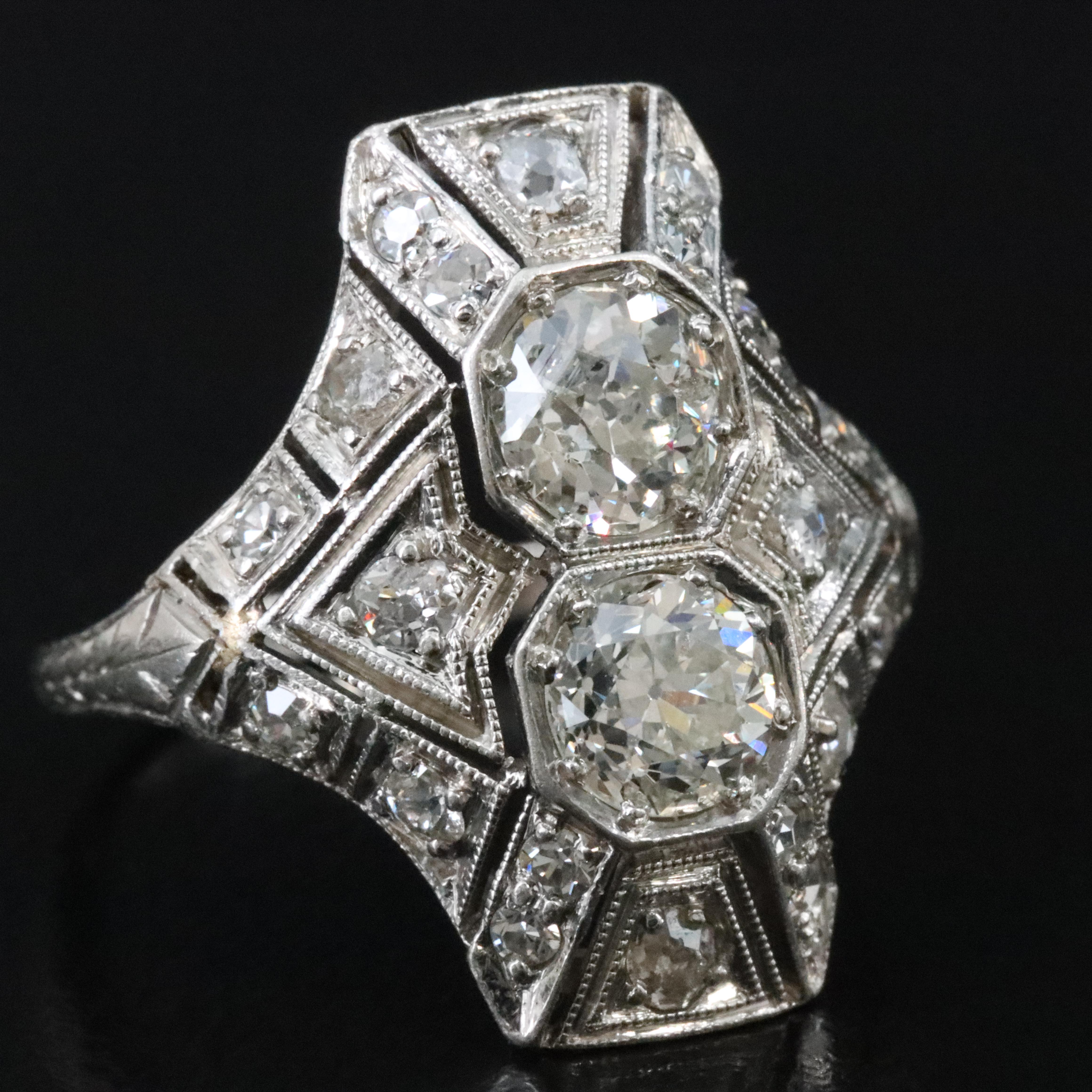 Art Deco Platinum 1.51 CTW Diamond Ring