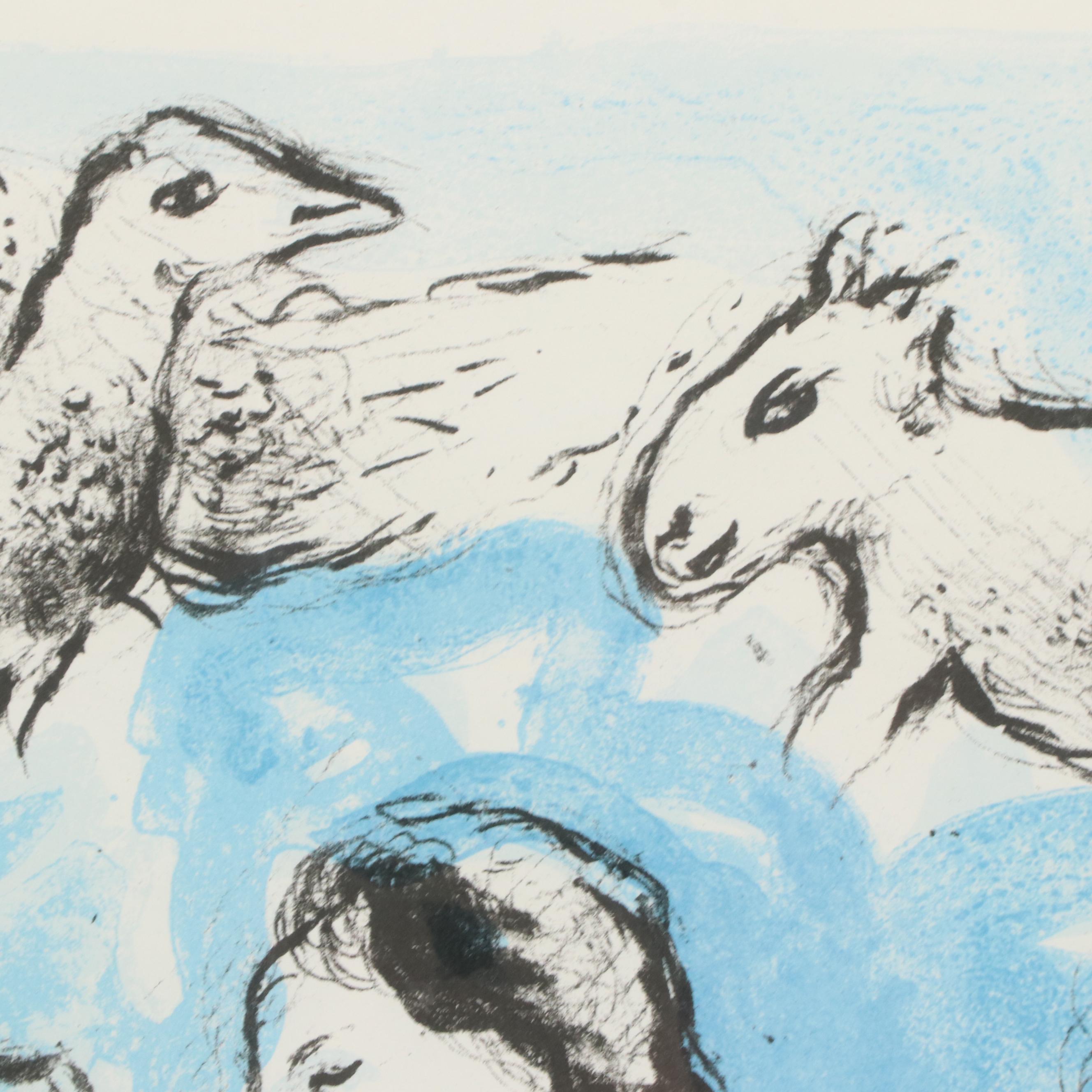 Marc Chagall Double-Page Color Lithograph for "Derrière le Miroir", 1977