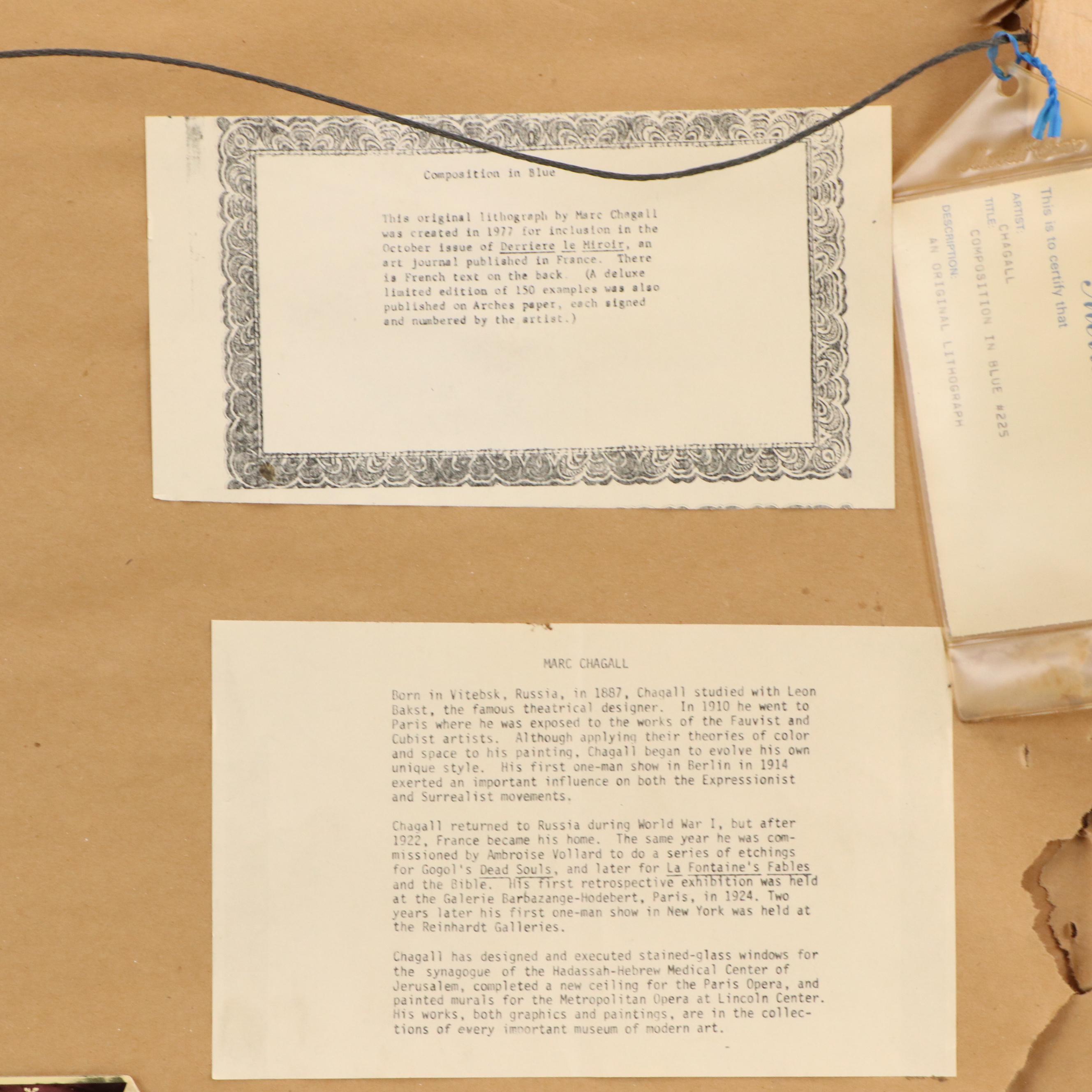 Marc Chagall Double-Page Color Lithograph for "Derrière le Miroir", 1977