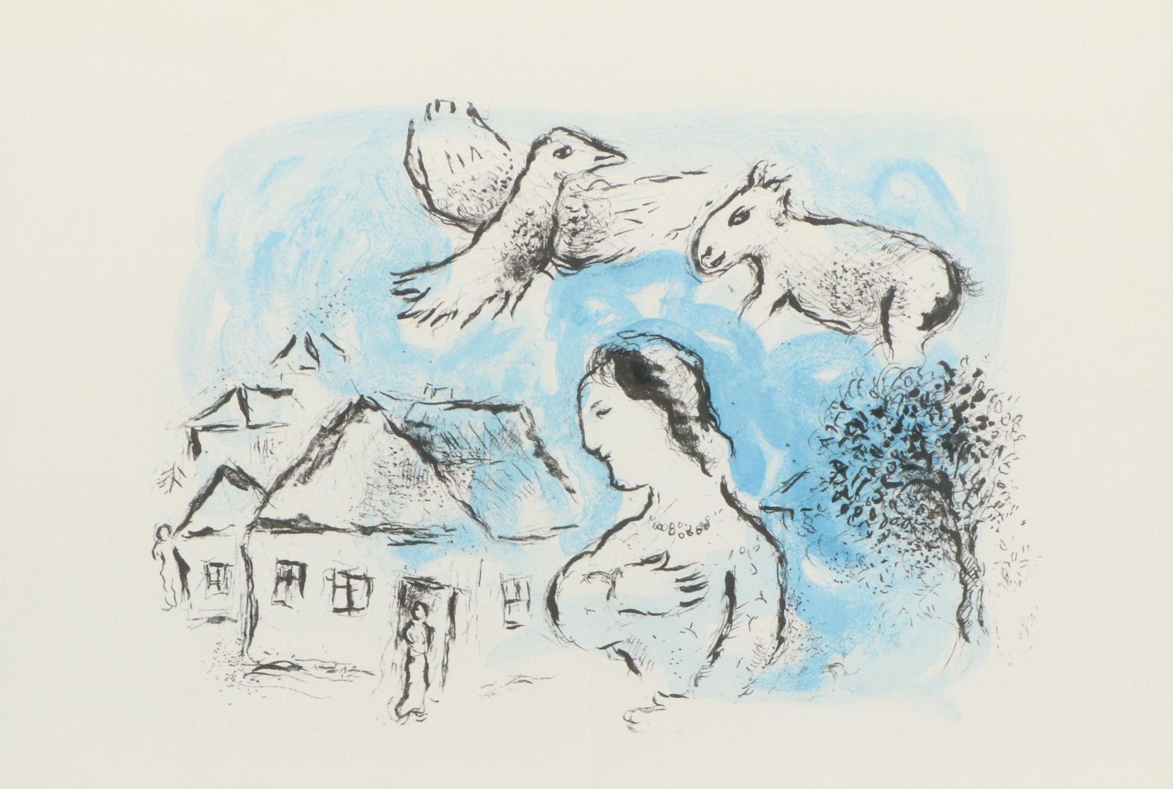 Marc Chagall Double-Page Color Lithograph for "Derrière le Miroir", 1977