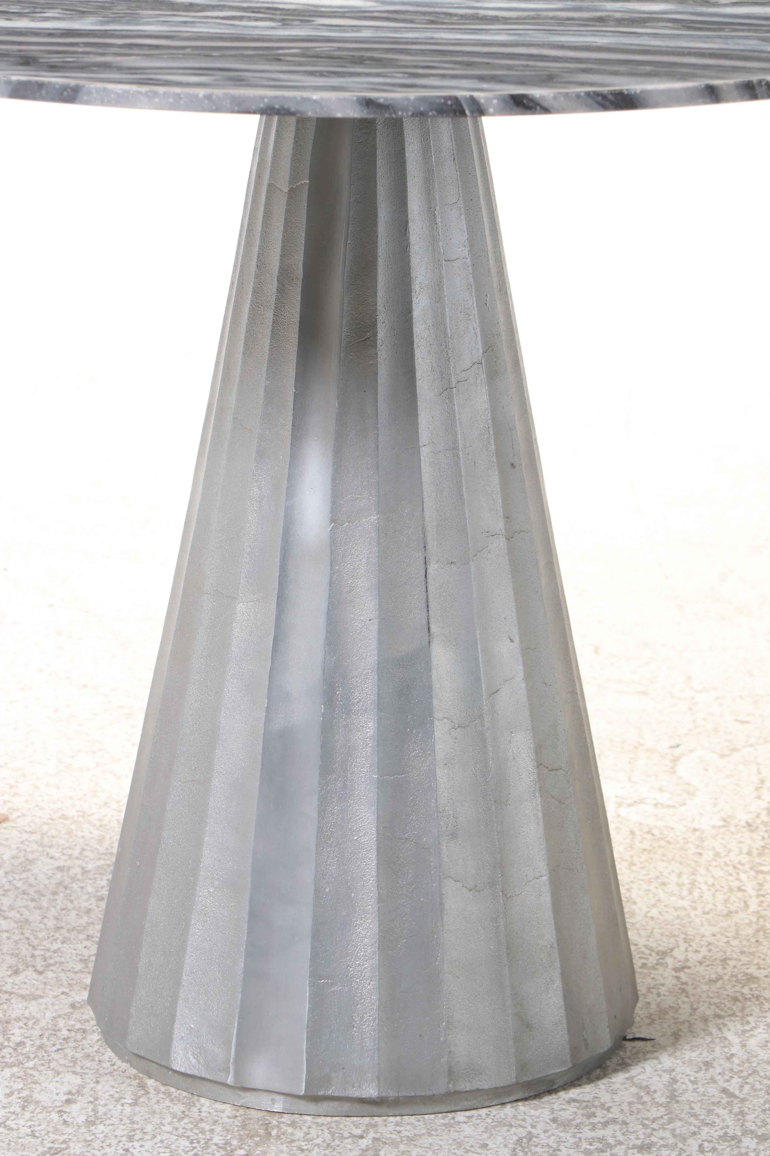 Caleb Zipperer for CB2 "Paramount" Pleated Aluminum and Marble Top Dining Table