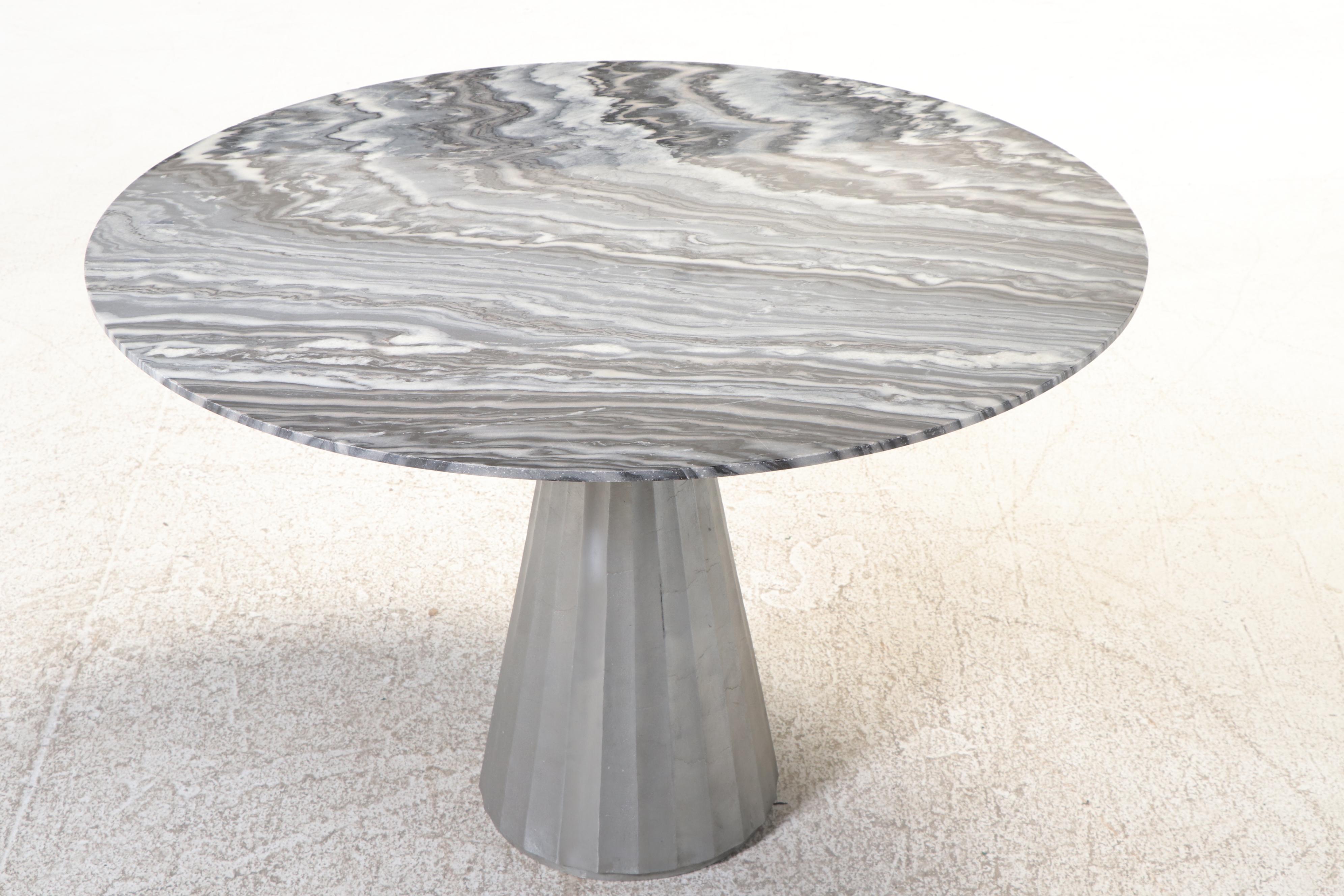 Caleb Zipperer for CB2 "Paramount" Pleated Aluminum and Marble Top Dining Table