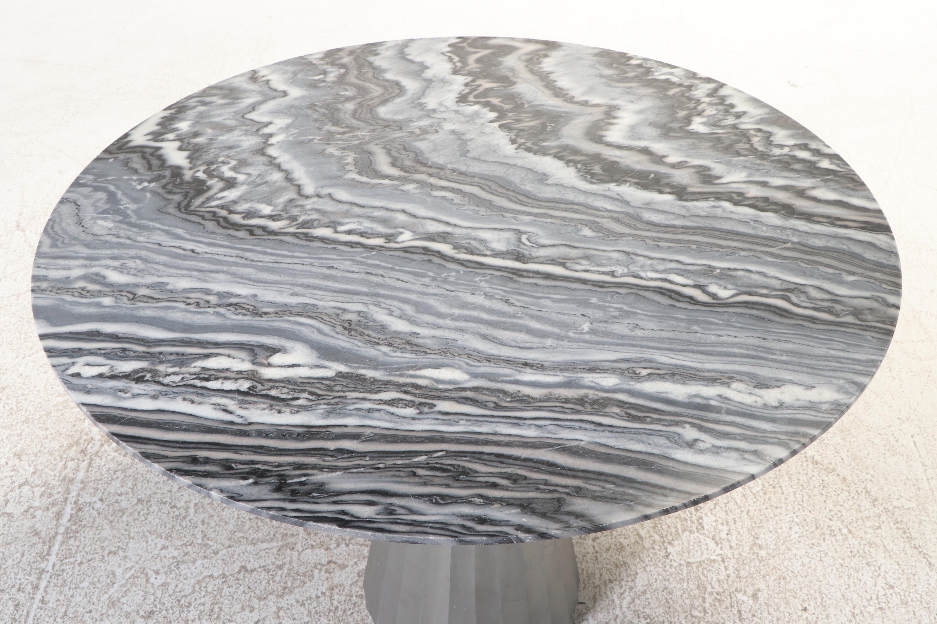 Caleb Zipperer for CB2 "Paramount" Pleated Aluminum and Marble Top Dining Table