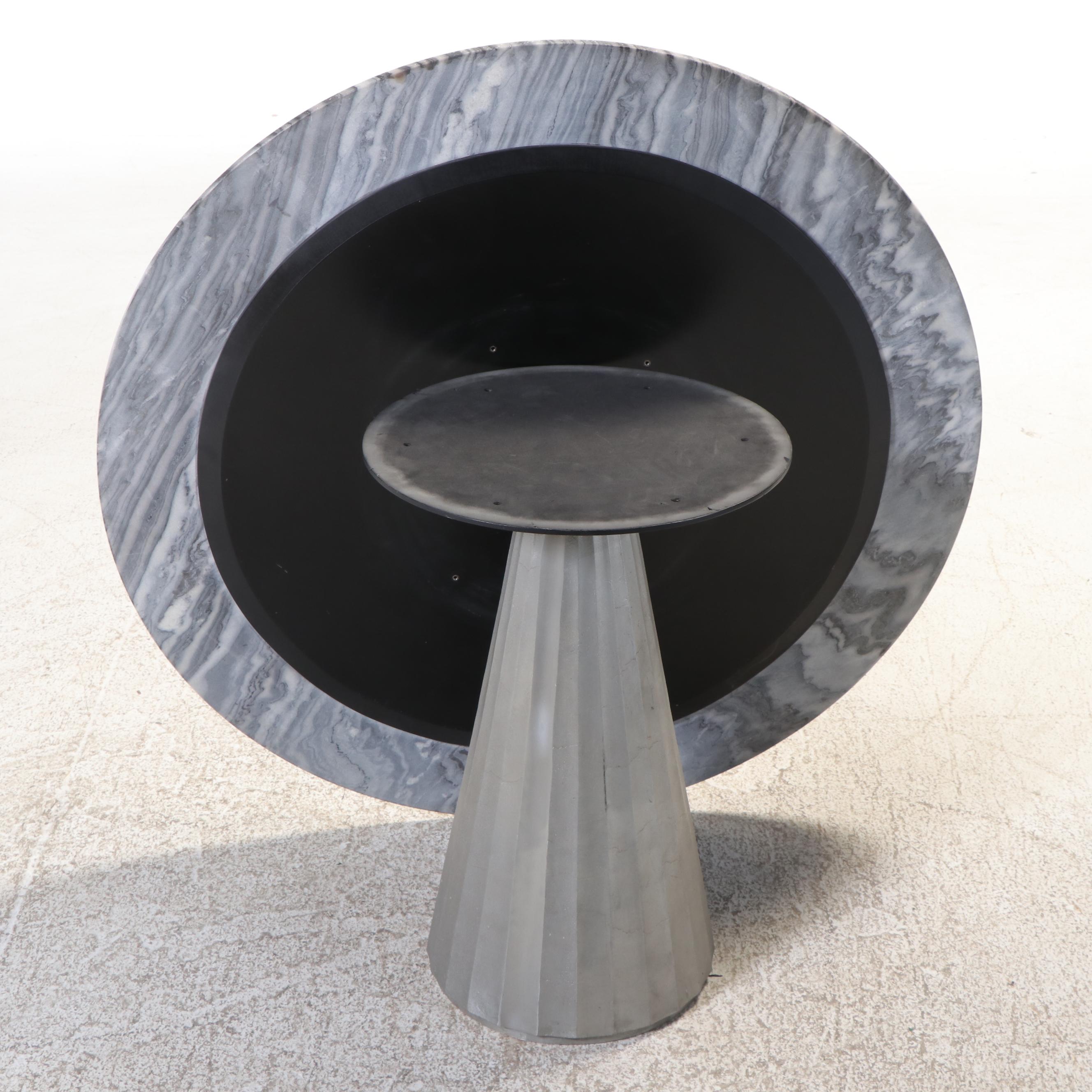 Caleb Zipperer for CB2 "Paramount" Pleated Aluminum and Marble Top Dining Table