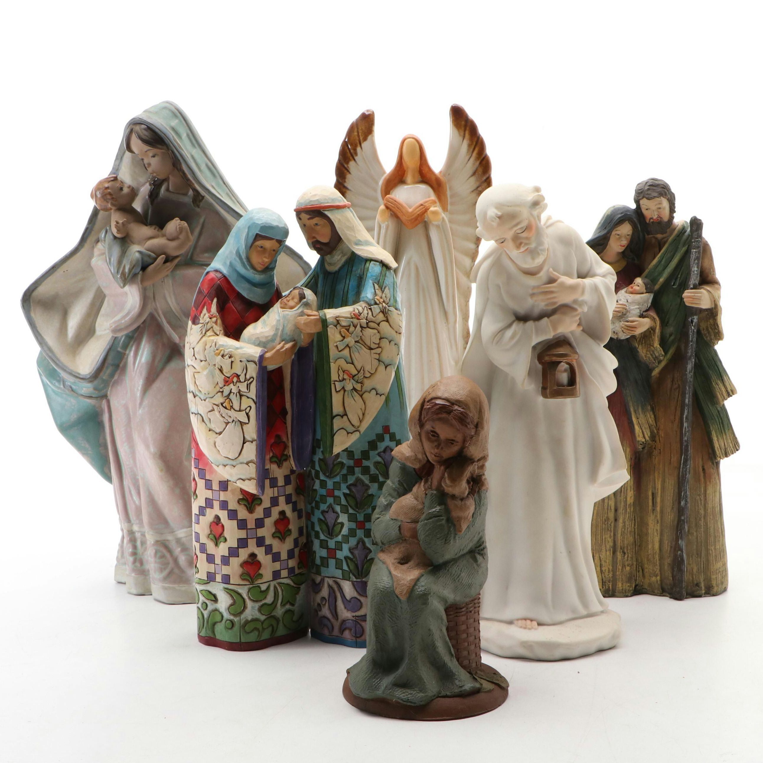 Lladró Ceramic Madonna and Child with More Religious Figurines