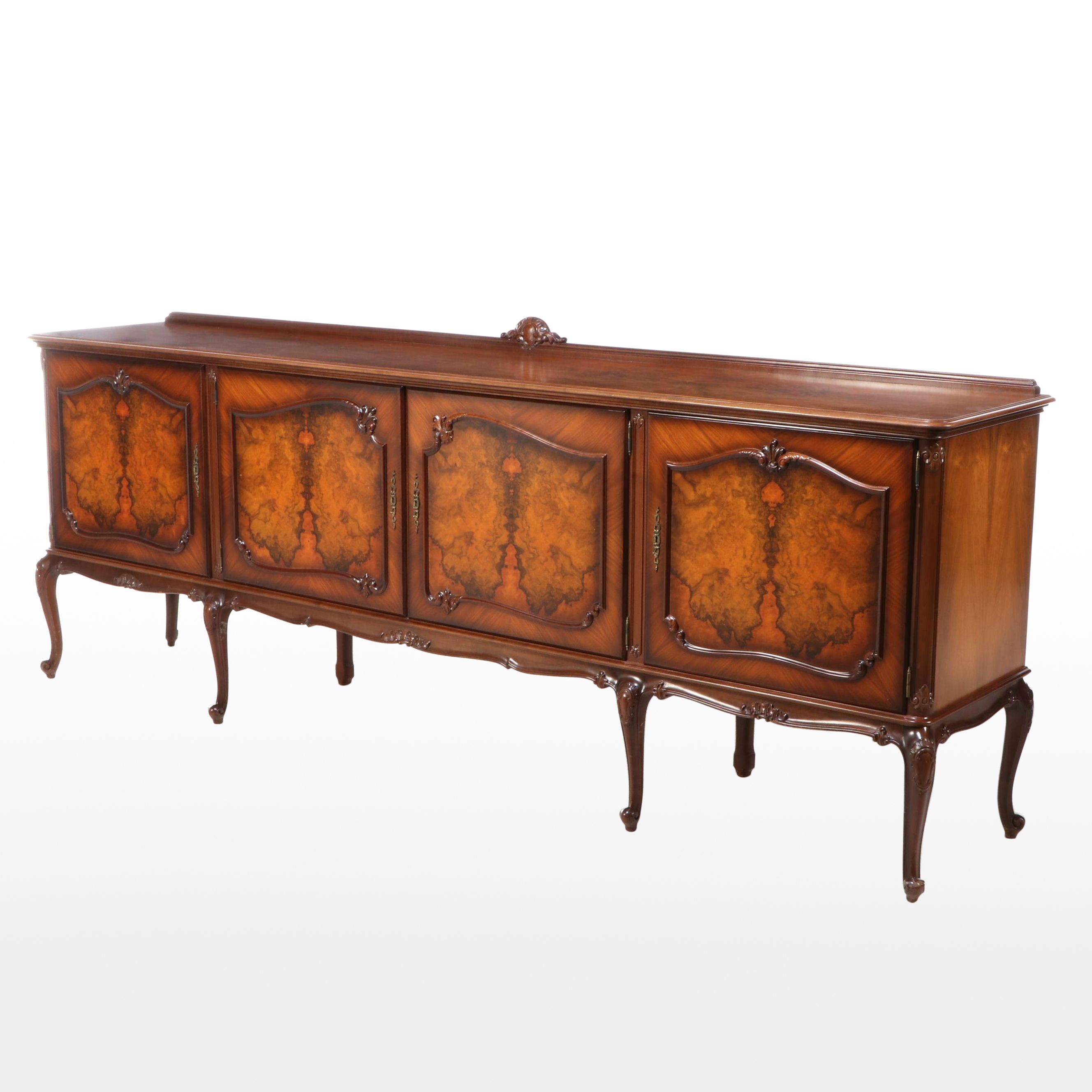 Uyttenhove Belgian Rococo Style Mixed Wood Sideboard, Mid to Late 20th Century