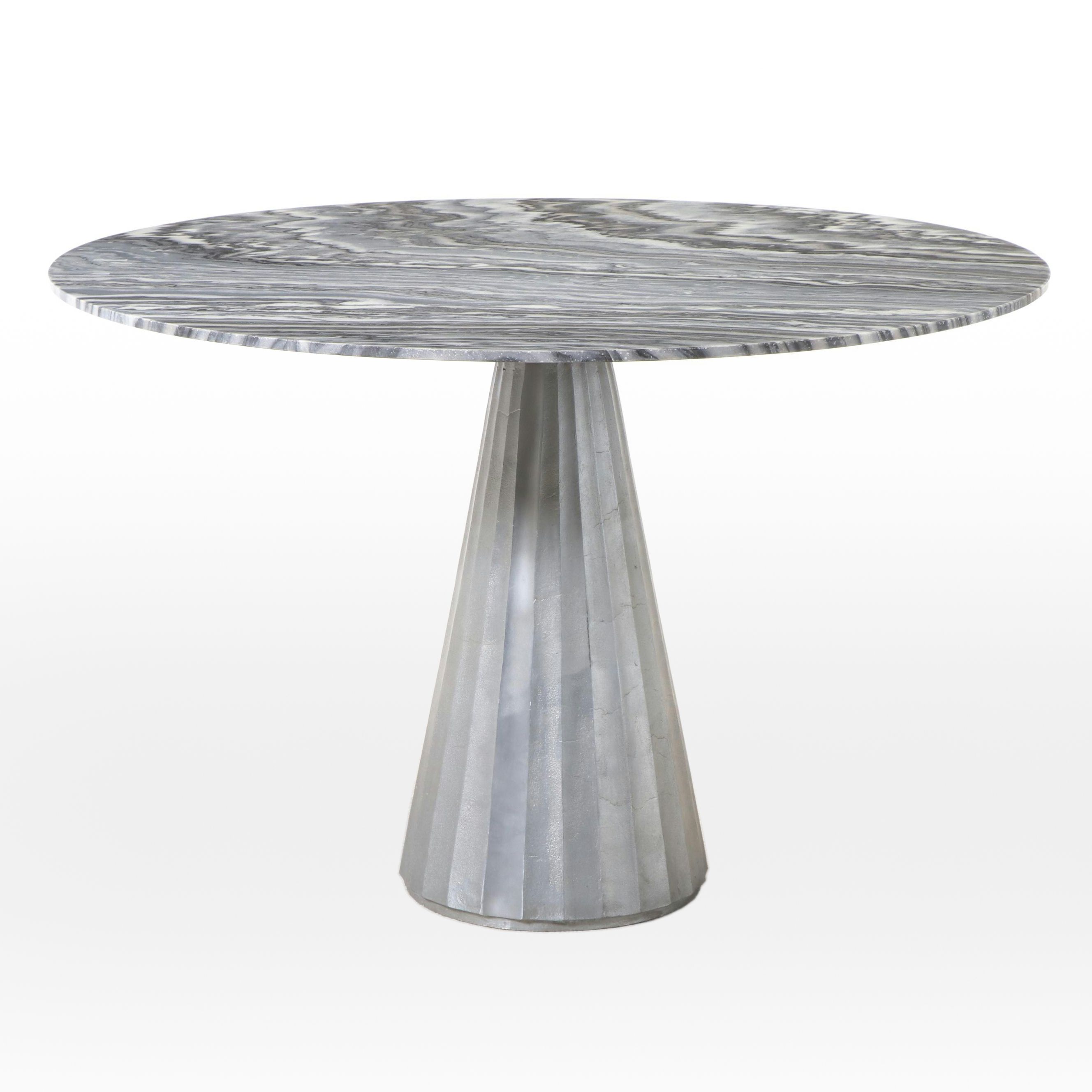 Caleb Zipperer for CB2 "Paramount" Pleated Aluminum and Marble Top Dining Table