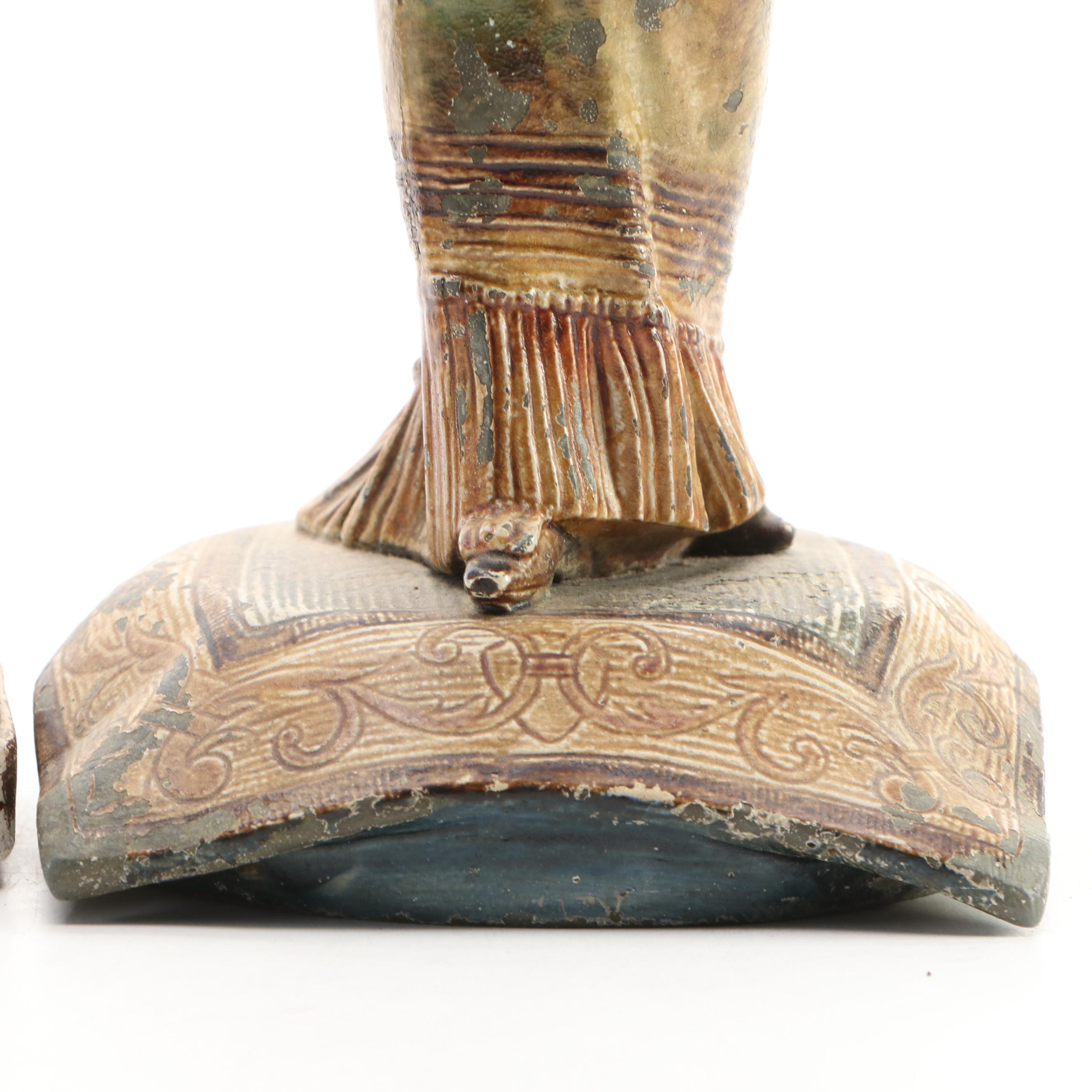 LH Metallo Ceramique French Cast Metal Lady and Moroccan Water Seller Figurines