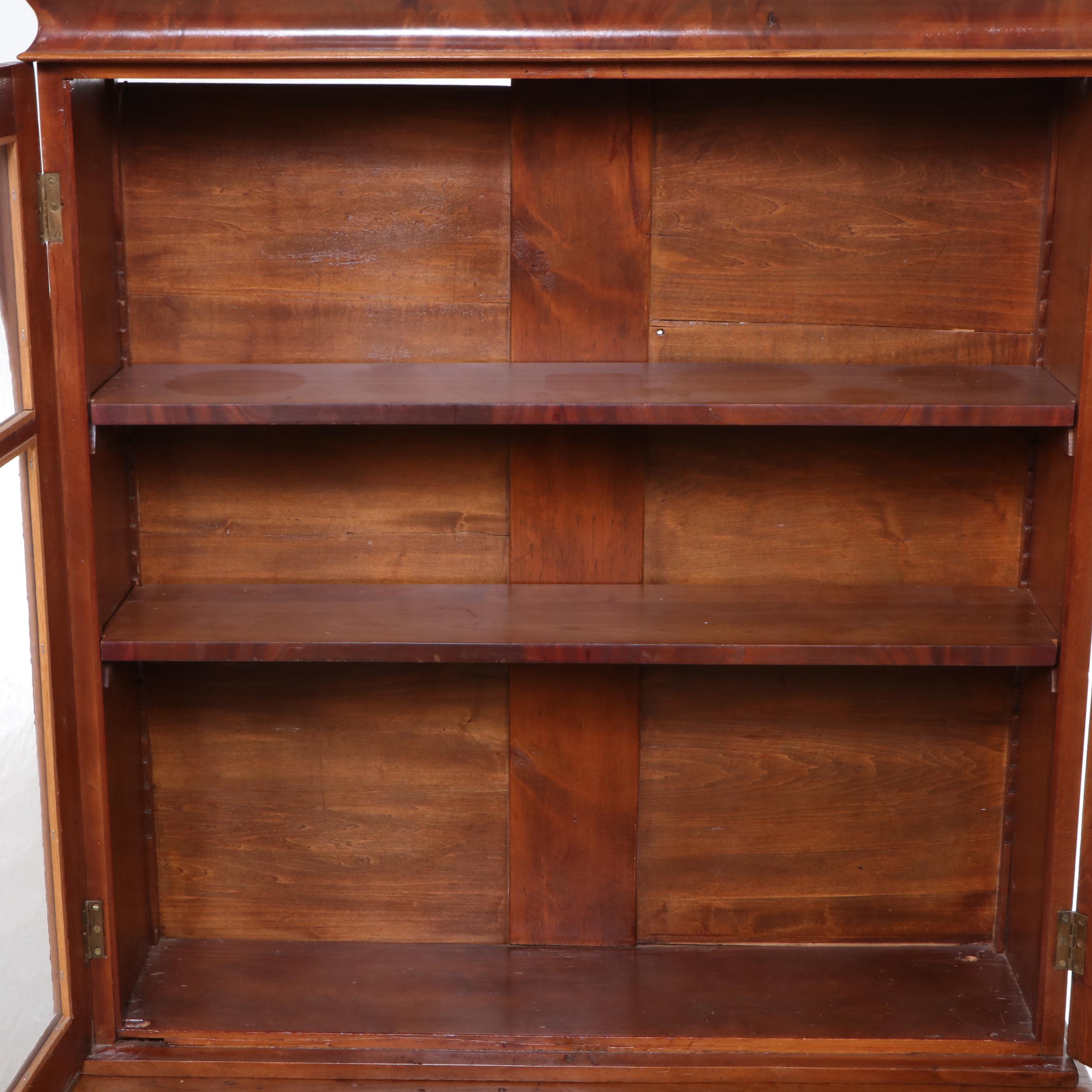 American Empire Flame Mahogany and Poplar Bookcase, Mid-19th Century