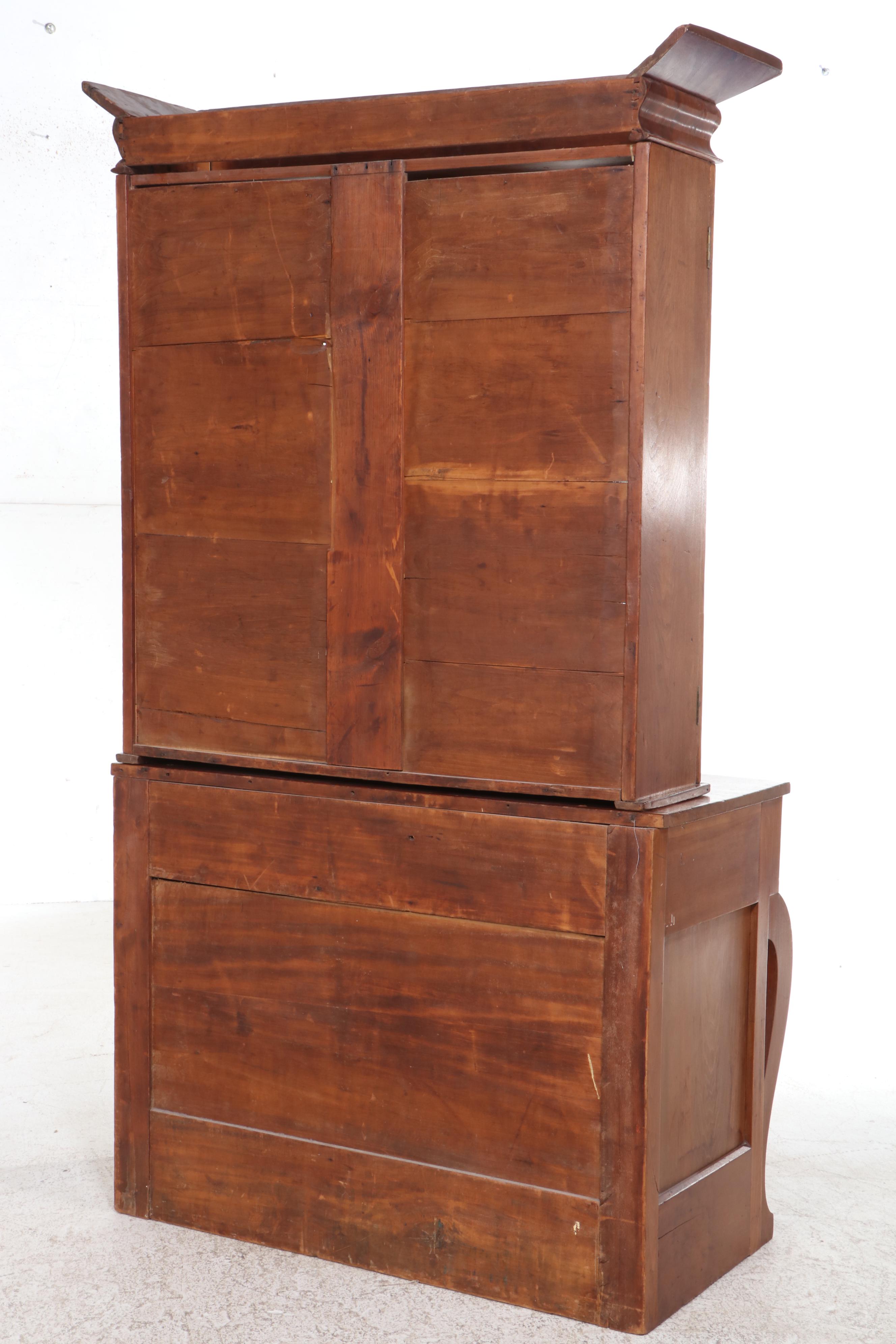 American Empire Flame Mahogany and Poplar Bookcase, Mid-19th Century