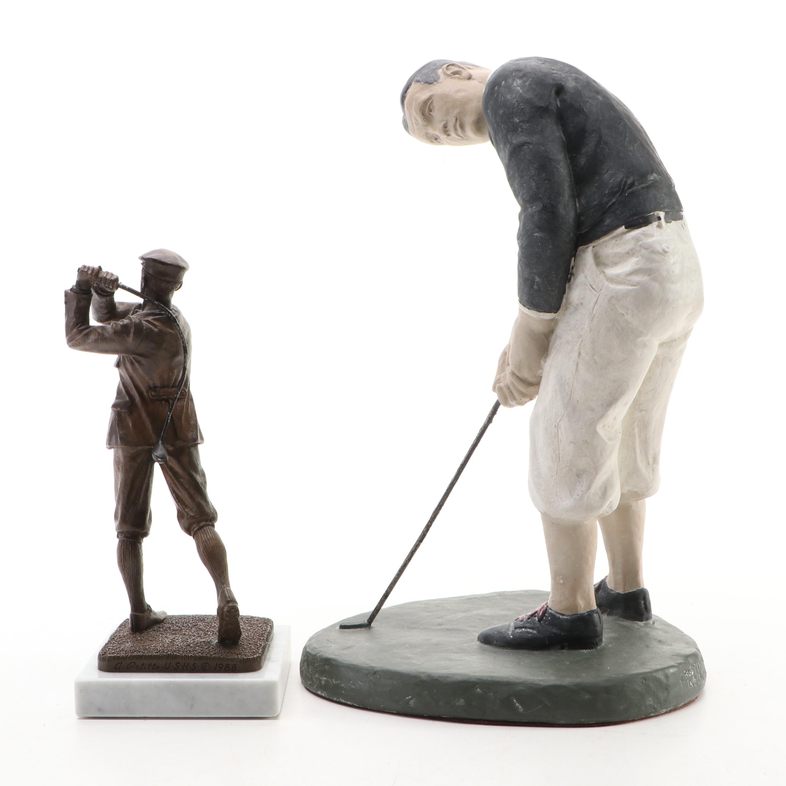 Austin Productions Ceramic Golfer Sculpture with Resin Golf Award