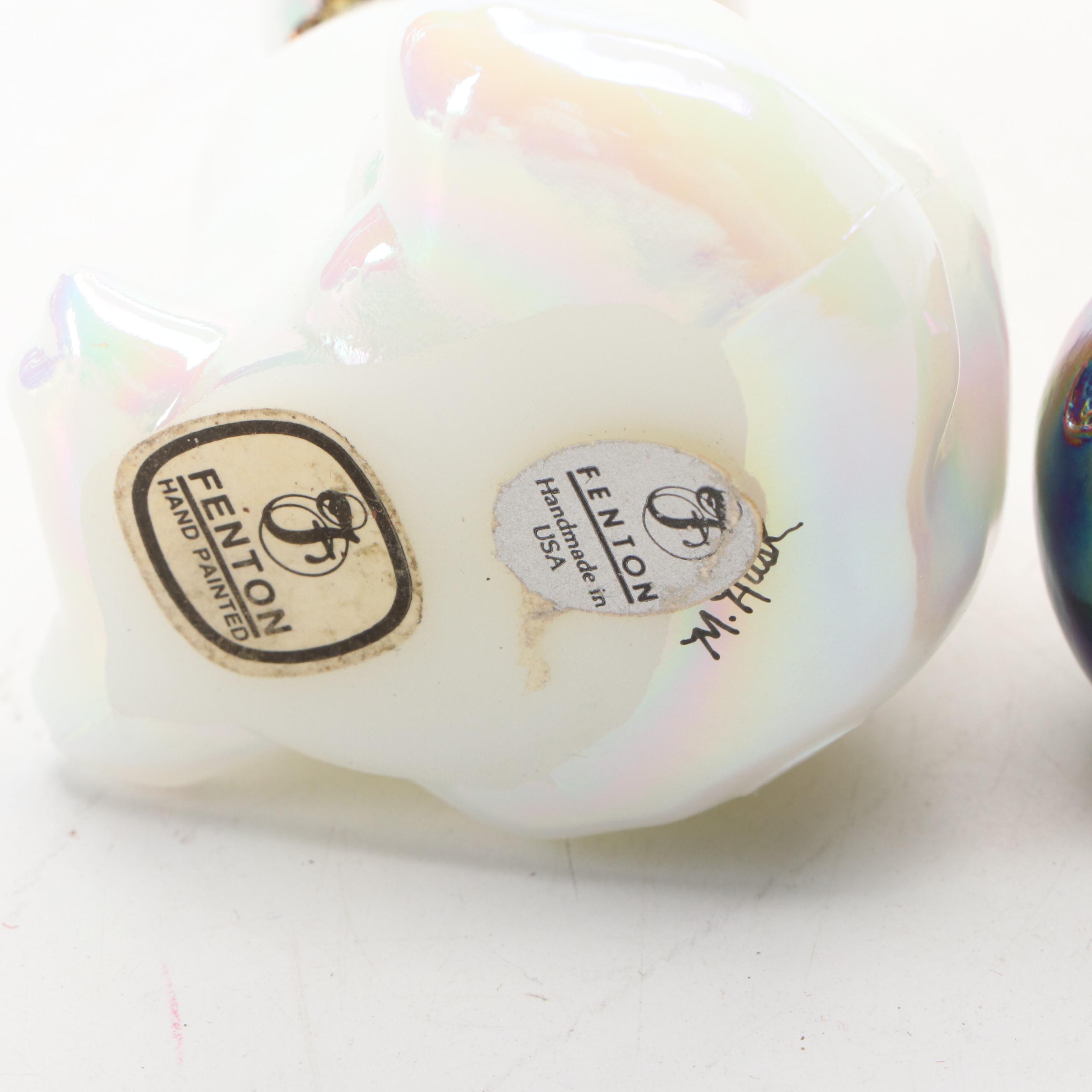 Fenton and Dansk Cat Figurines with Heisey Glass Bowl