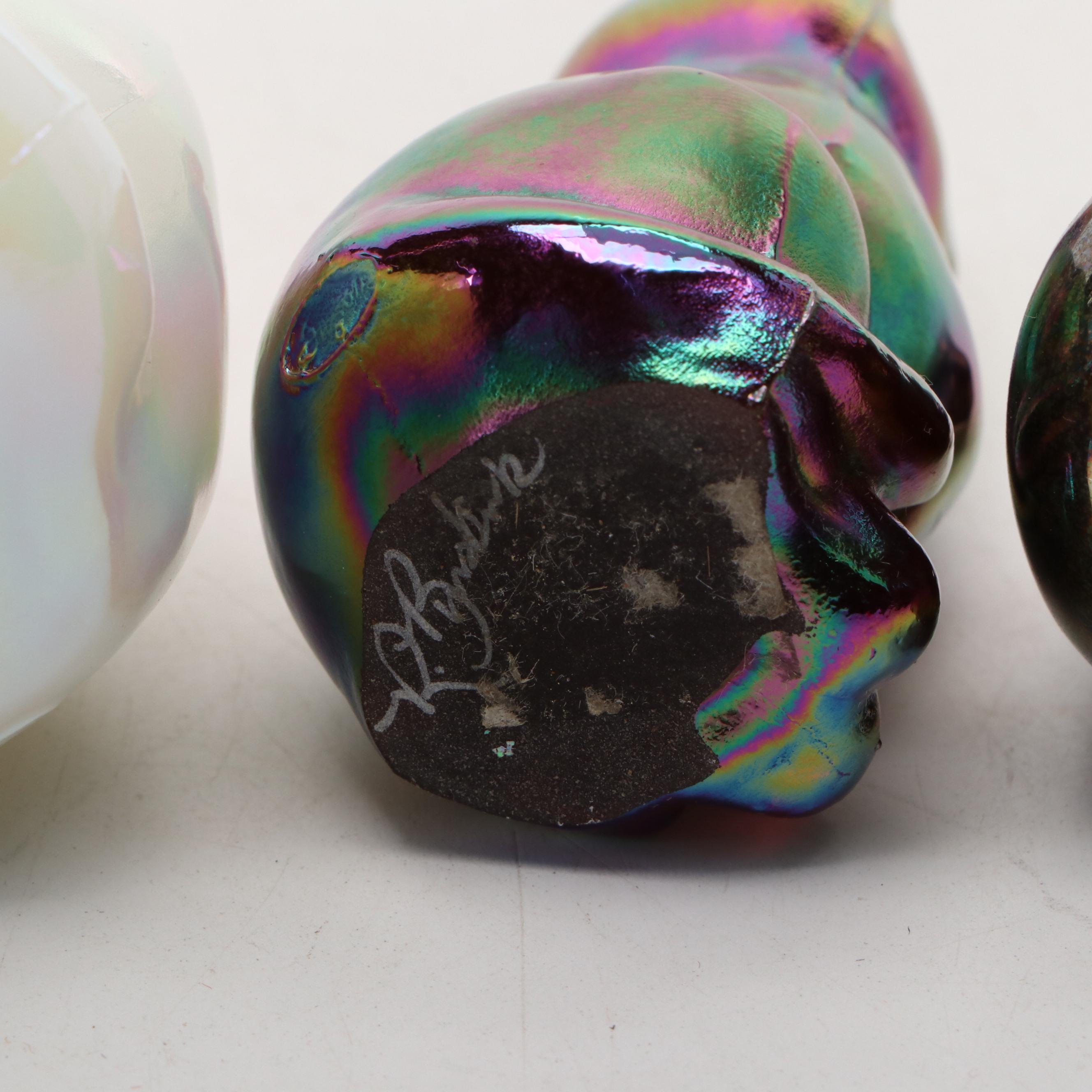 Fenton and Dansk Cat Figurines with Heisey Glass Bowl