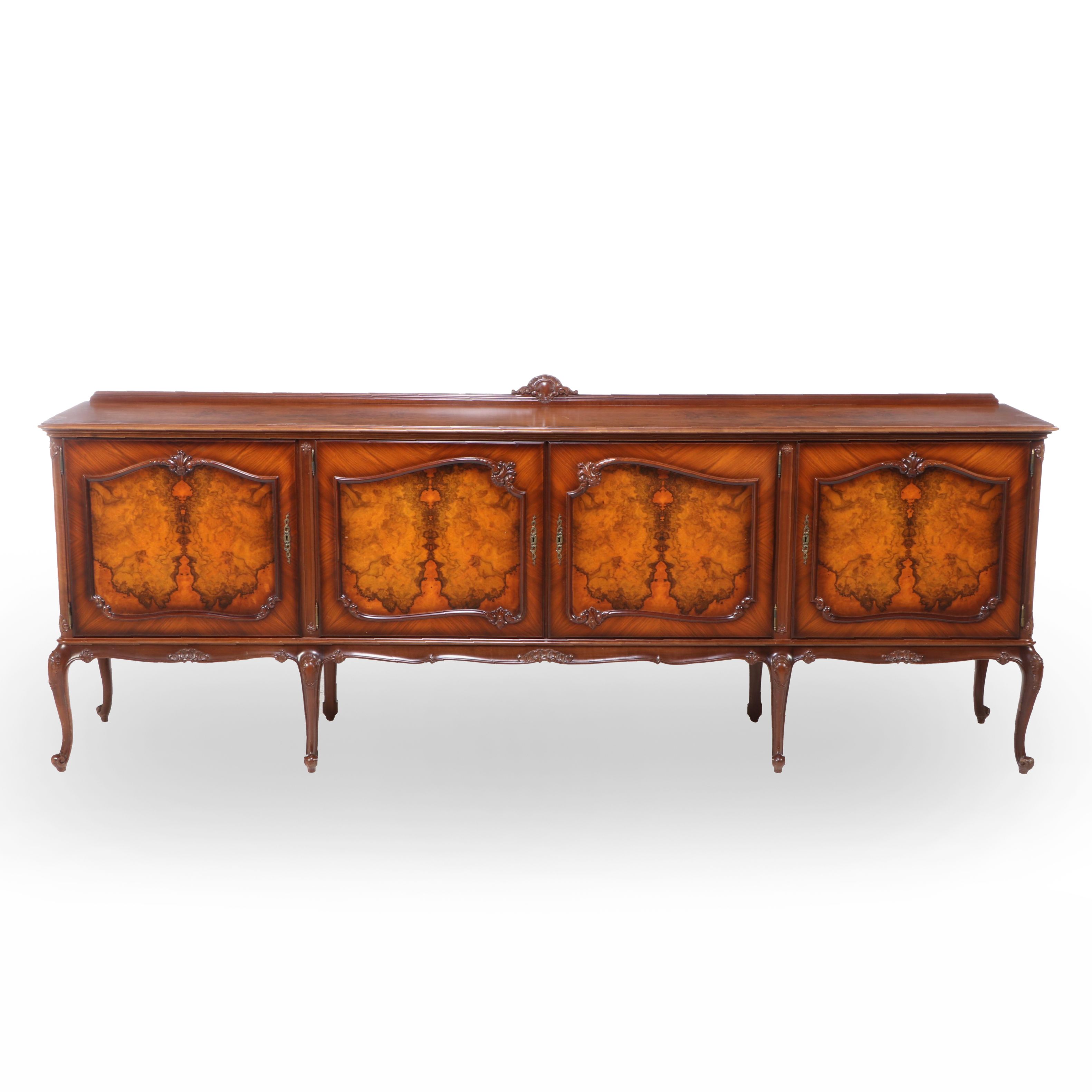 Uyttenhove Belgian Rococo Style Mixed Wood Sideboard, Mid to Late 20th Century
