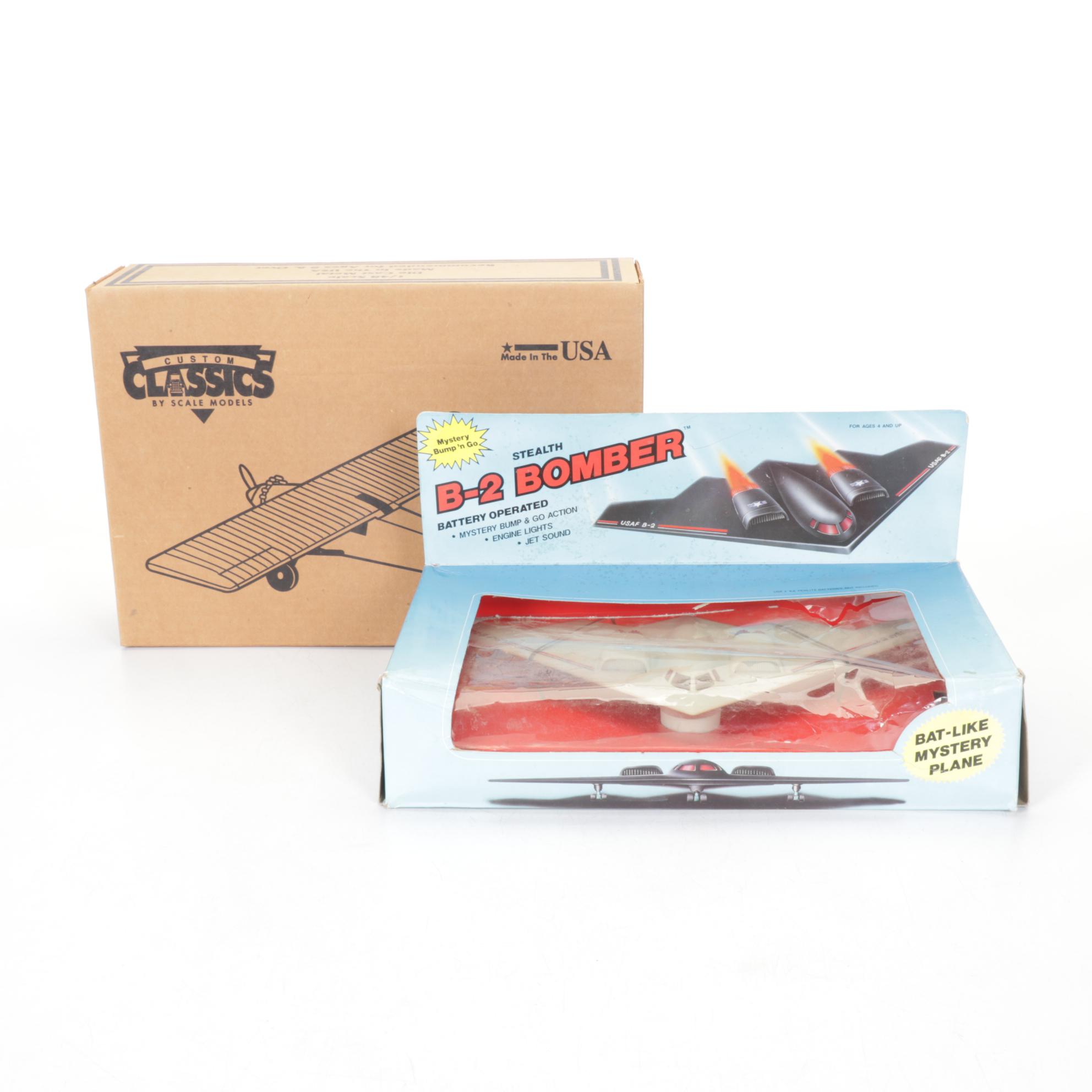 USAF Stealth B-2 Bomber with "Spirit of St. Louis" Model of 1927 Ryan Airplane