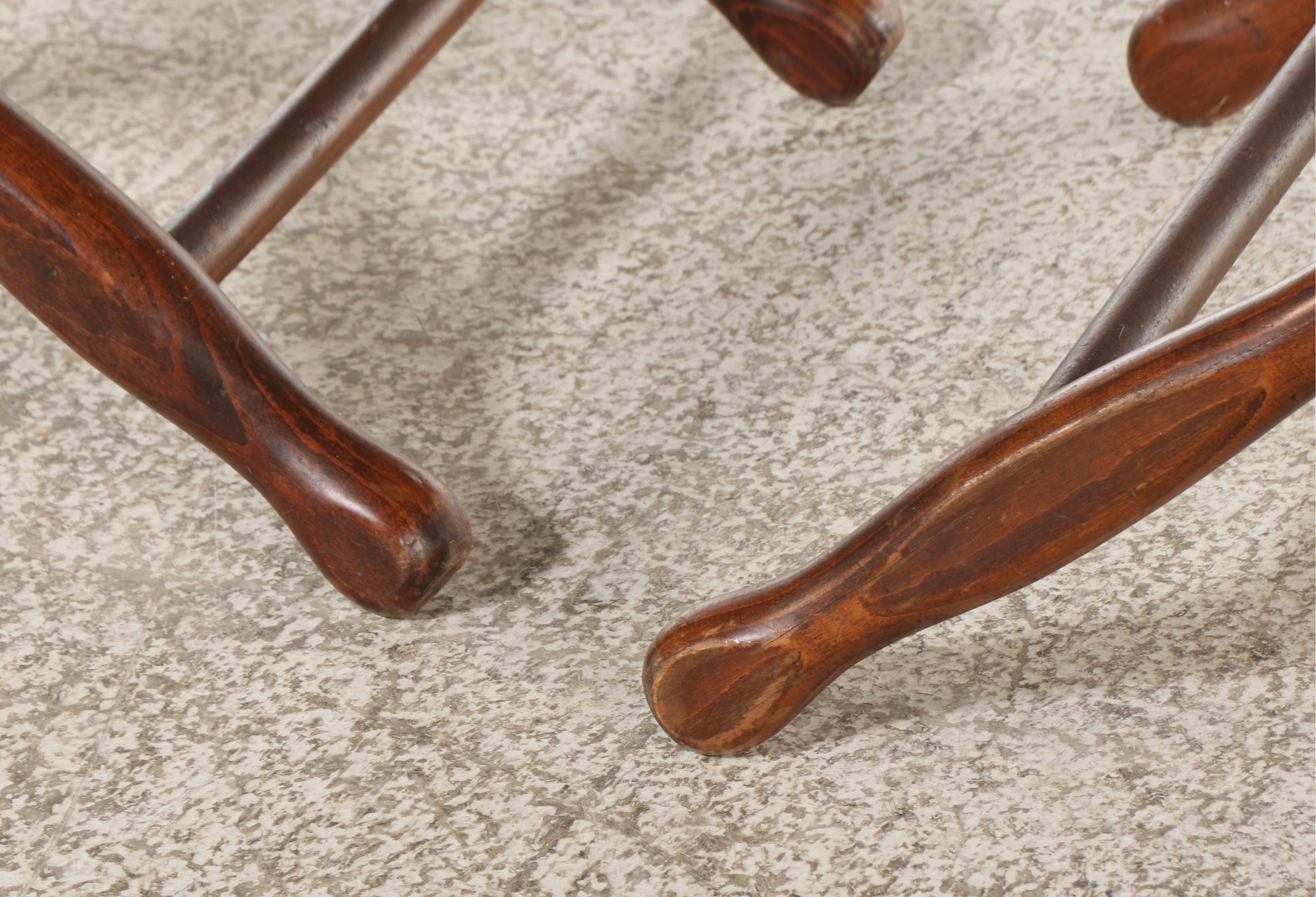 Pair of Gold Medal Folding Furniture Co. Maple and Vinyl Sling Director's Chairs