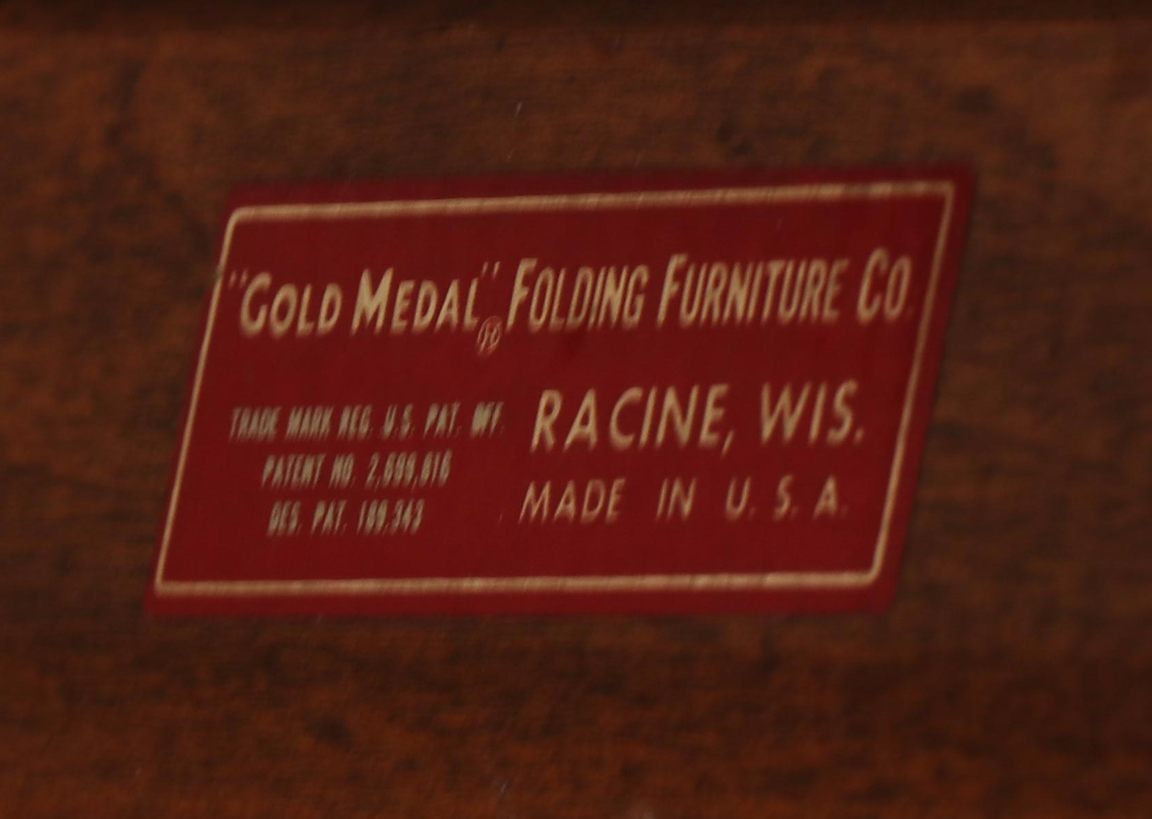 Pair of Gold Medal Folding Furniture Co. Maple and Vinyl Sling Director's Chairs