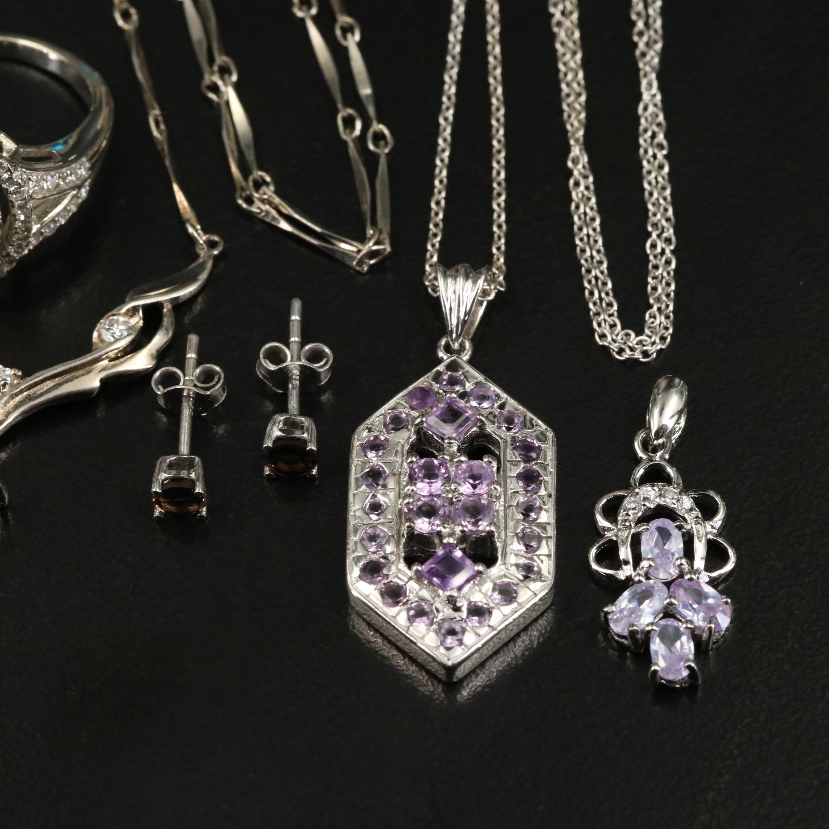 14 Assorted Sterling Silver Rings, Necklaces, Earrings, and Pendants