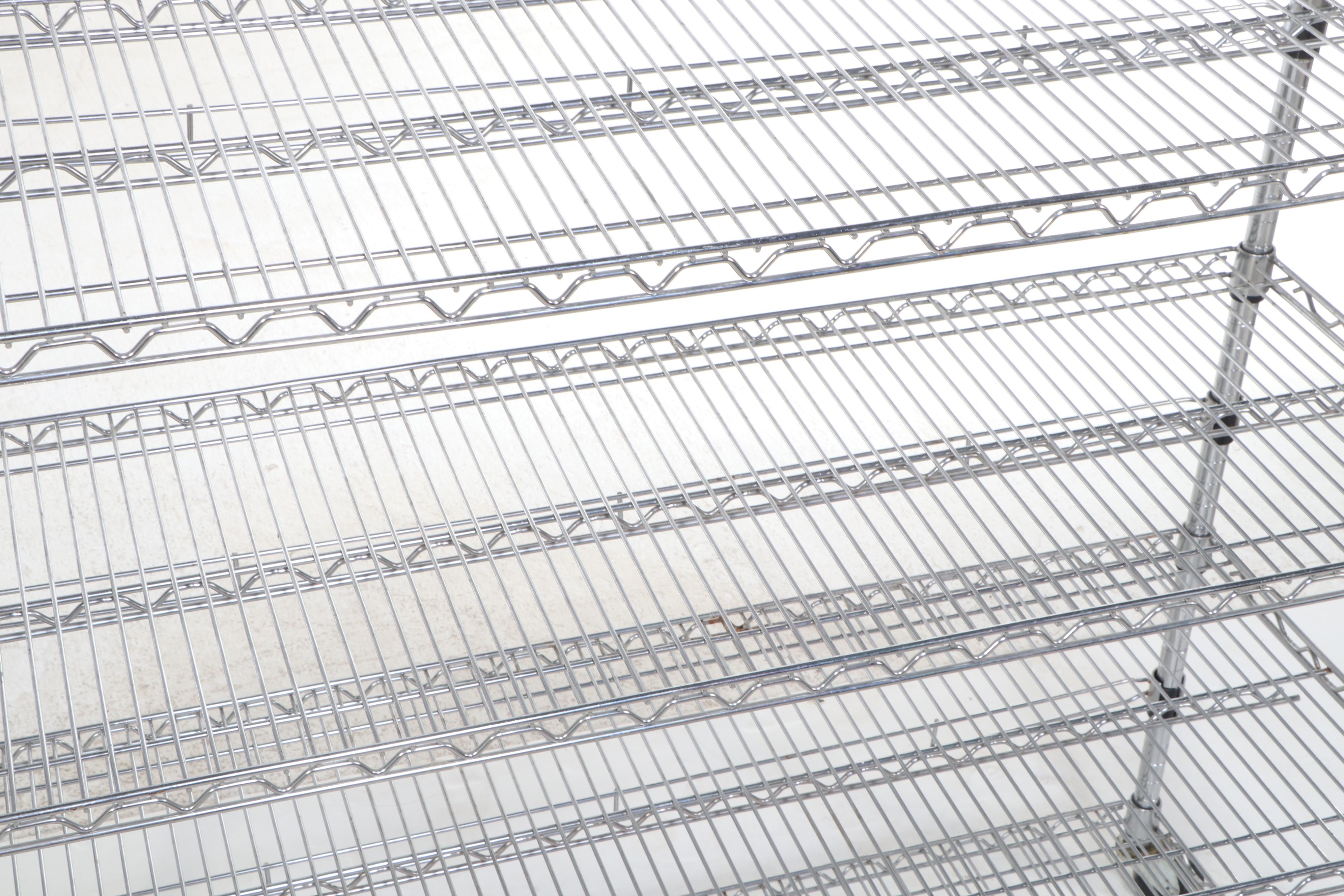 Industrial Metal Rack with Wire Shelves